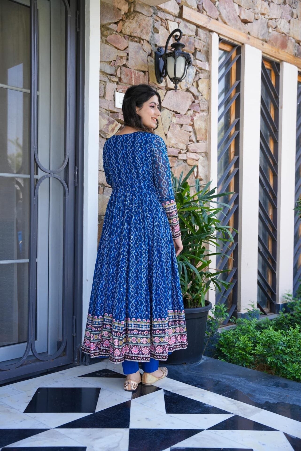 jasmine blue embroidered georgette suit set