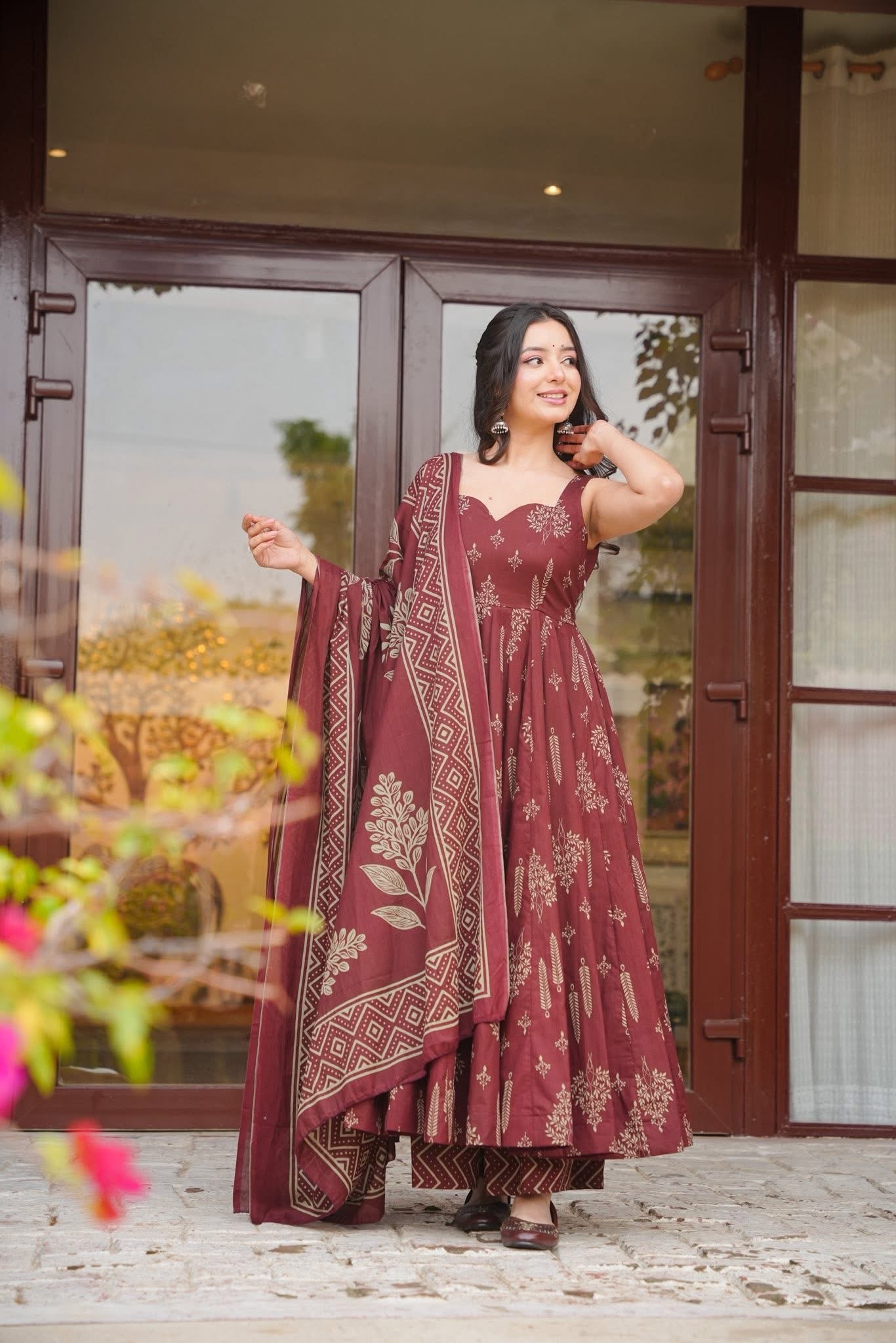Alvika Cotton Anarkali Suit Set