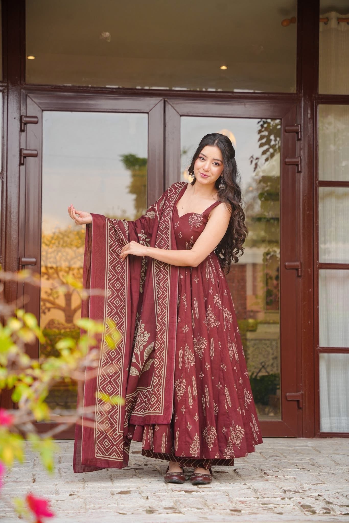 Alvika Cotton Anarkali Suit Set