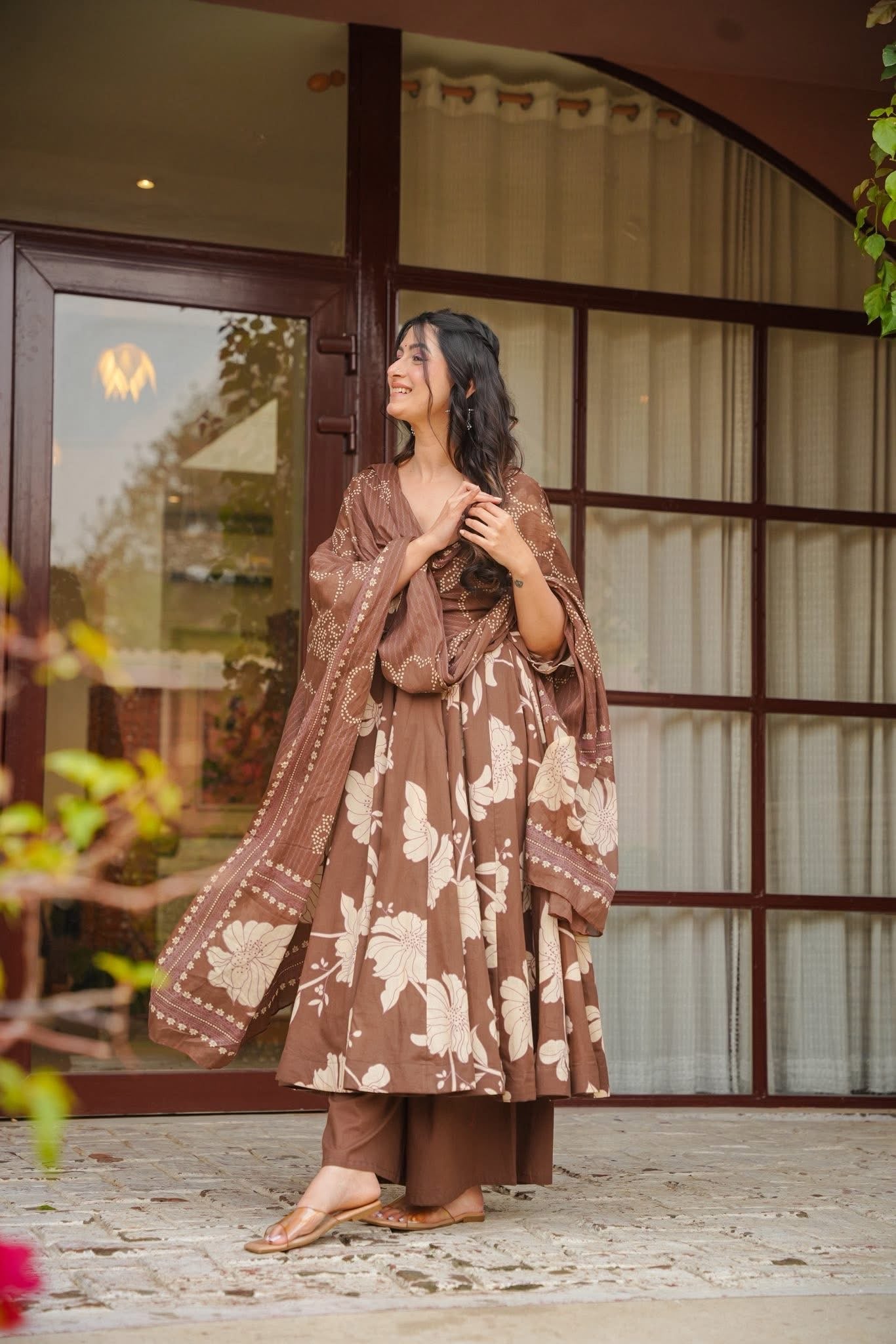 Ranhika Brown Cotton Suit Set