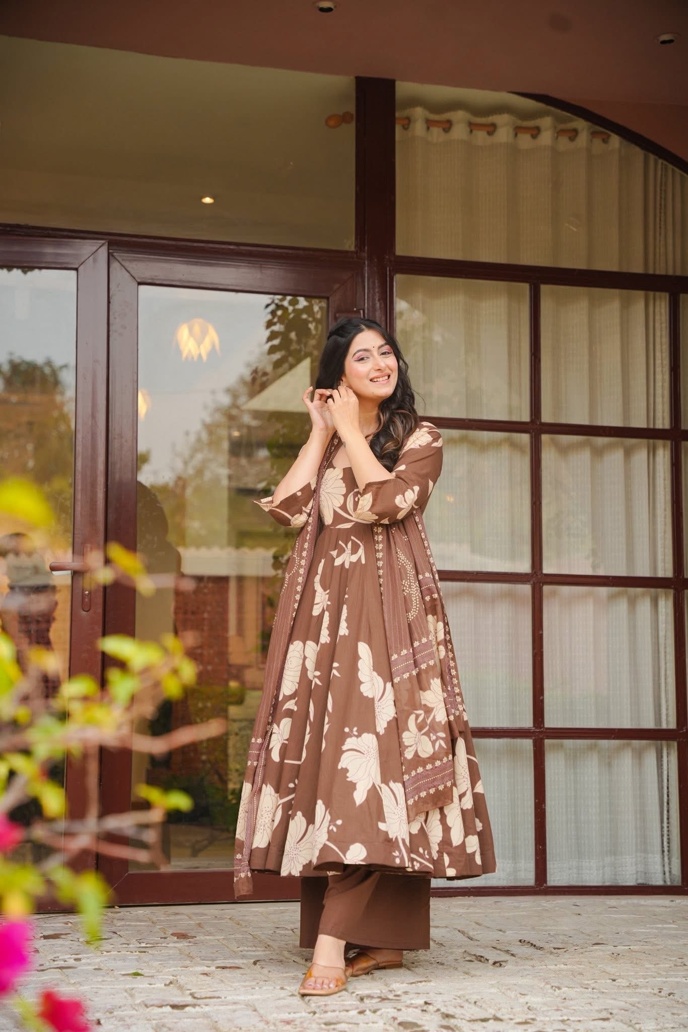 Ranhika Brown Cotton Suit Set