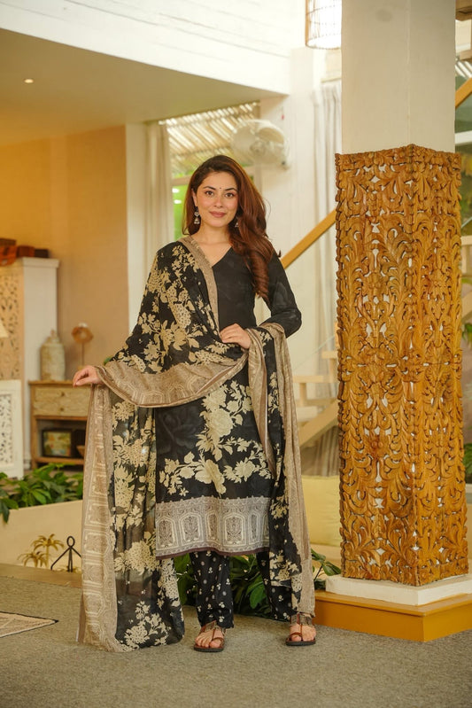 Ritu Black Floral Kurta Set