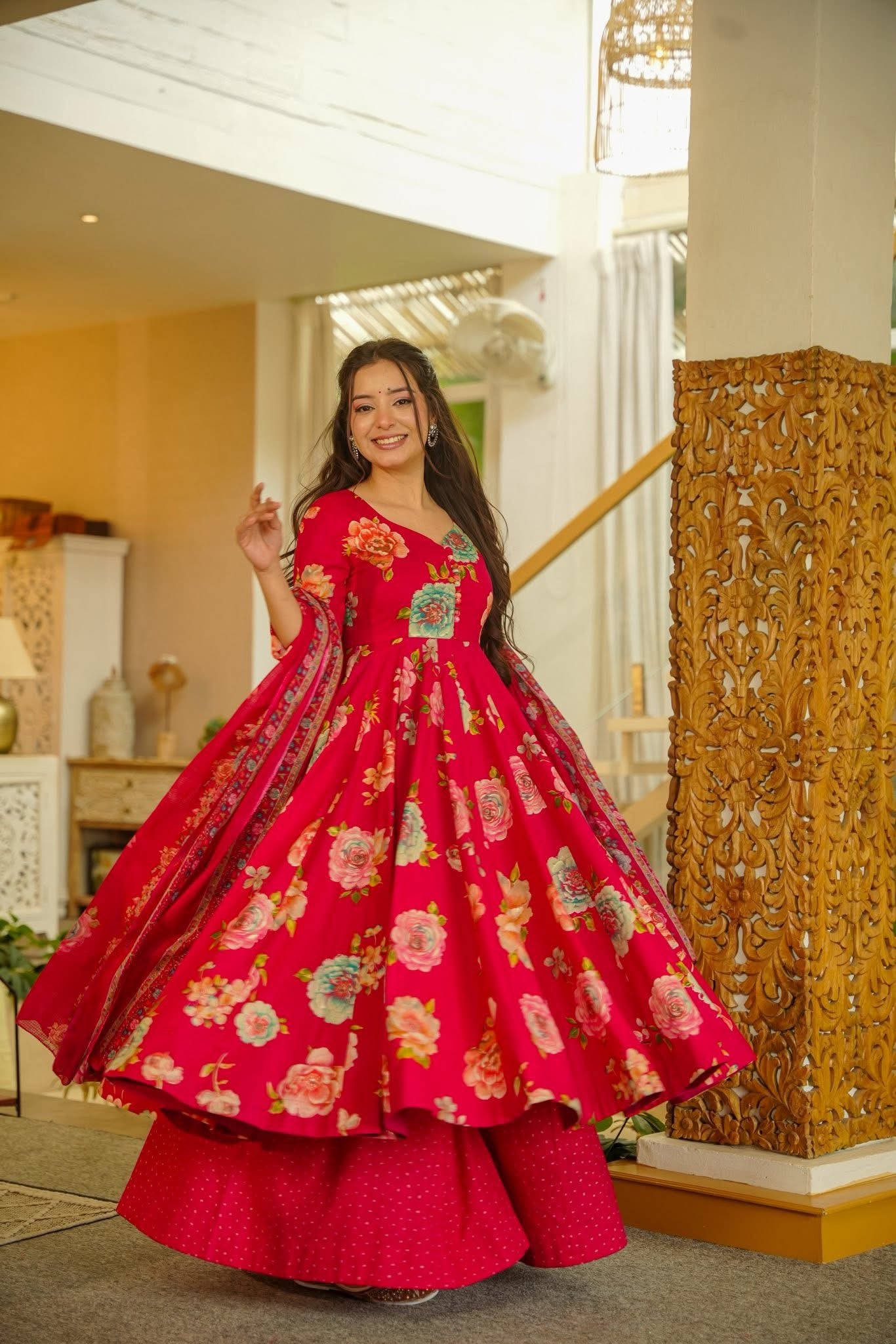 Phoolchavi Printed Anarkali Suit Set