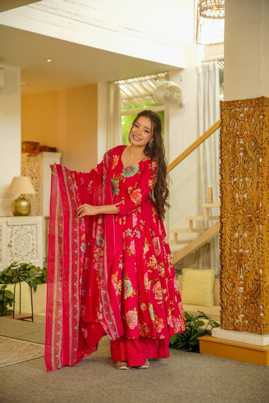 Phoolchavi Printed Anarkali Suit Set