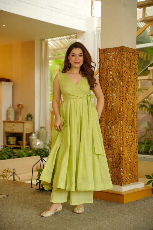 Kanakshi Green Angrakha Anarkali Set
