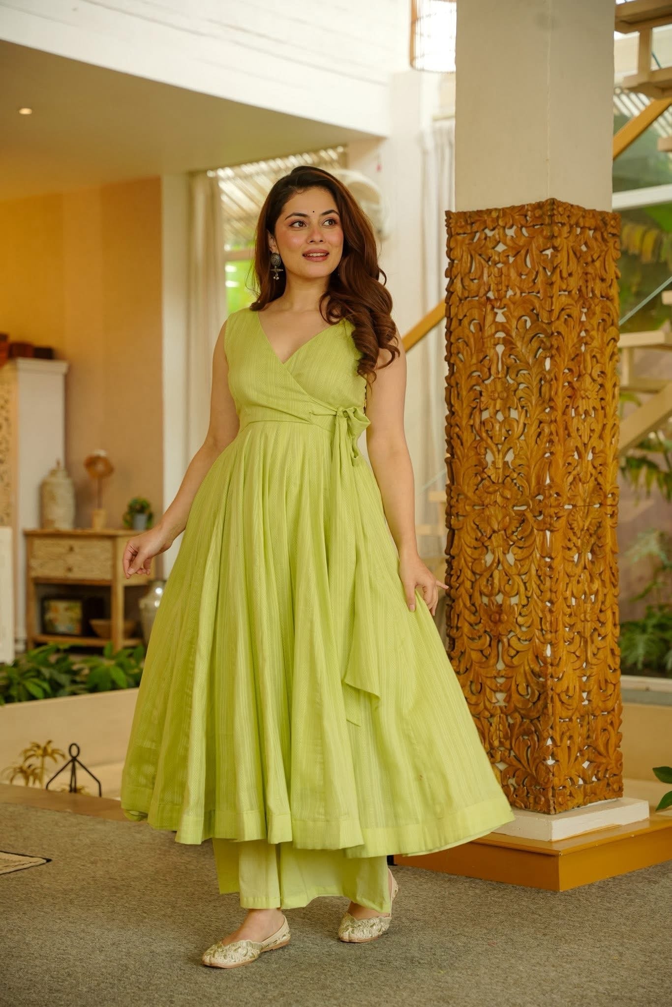 Kanakshi Green Angrakha Anarkali Set