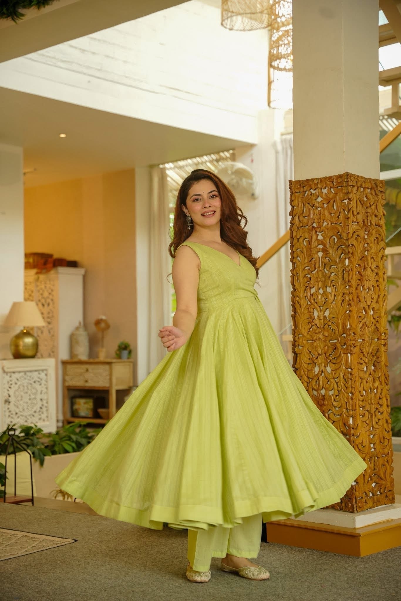 Kanakshi Green Angrakha Anarkali Set
