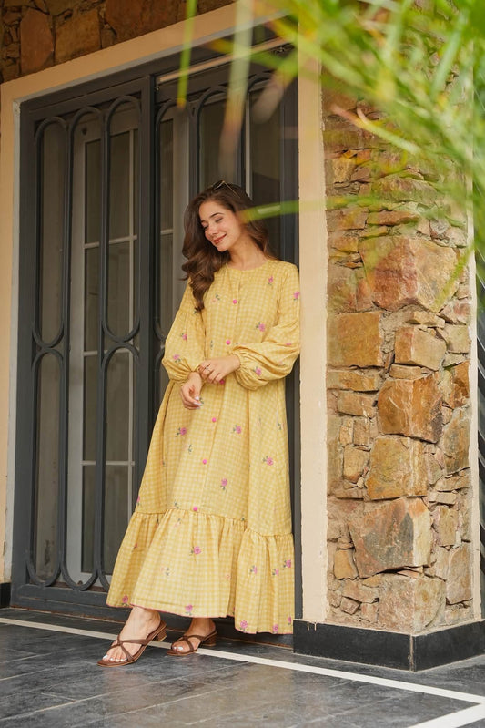 Buttercup Yellow Cotton Maxi Dress