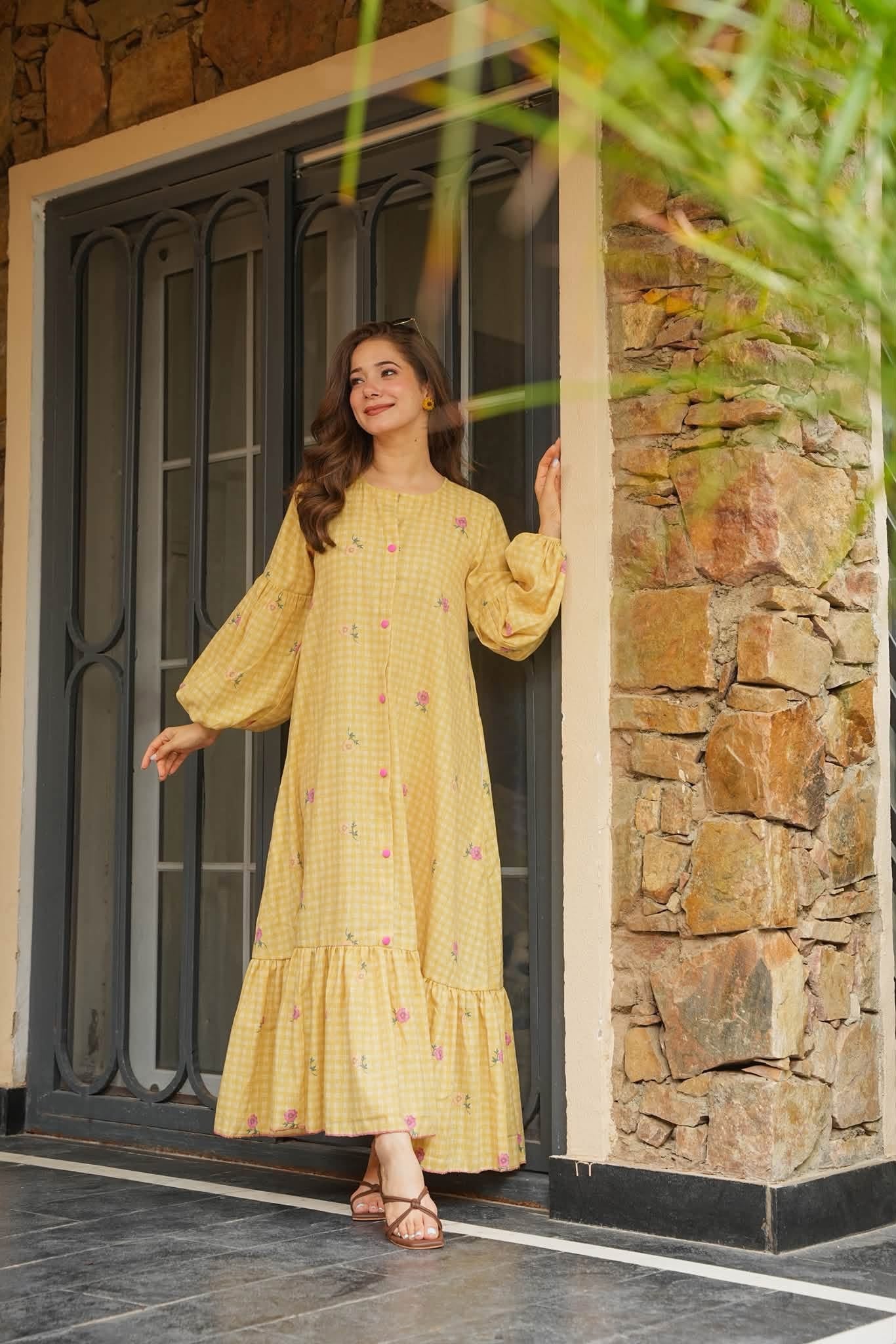Buttercup Yellow Cotton Maxi Dress