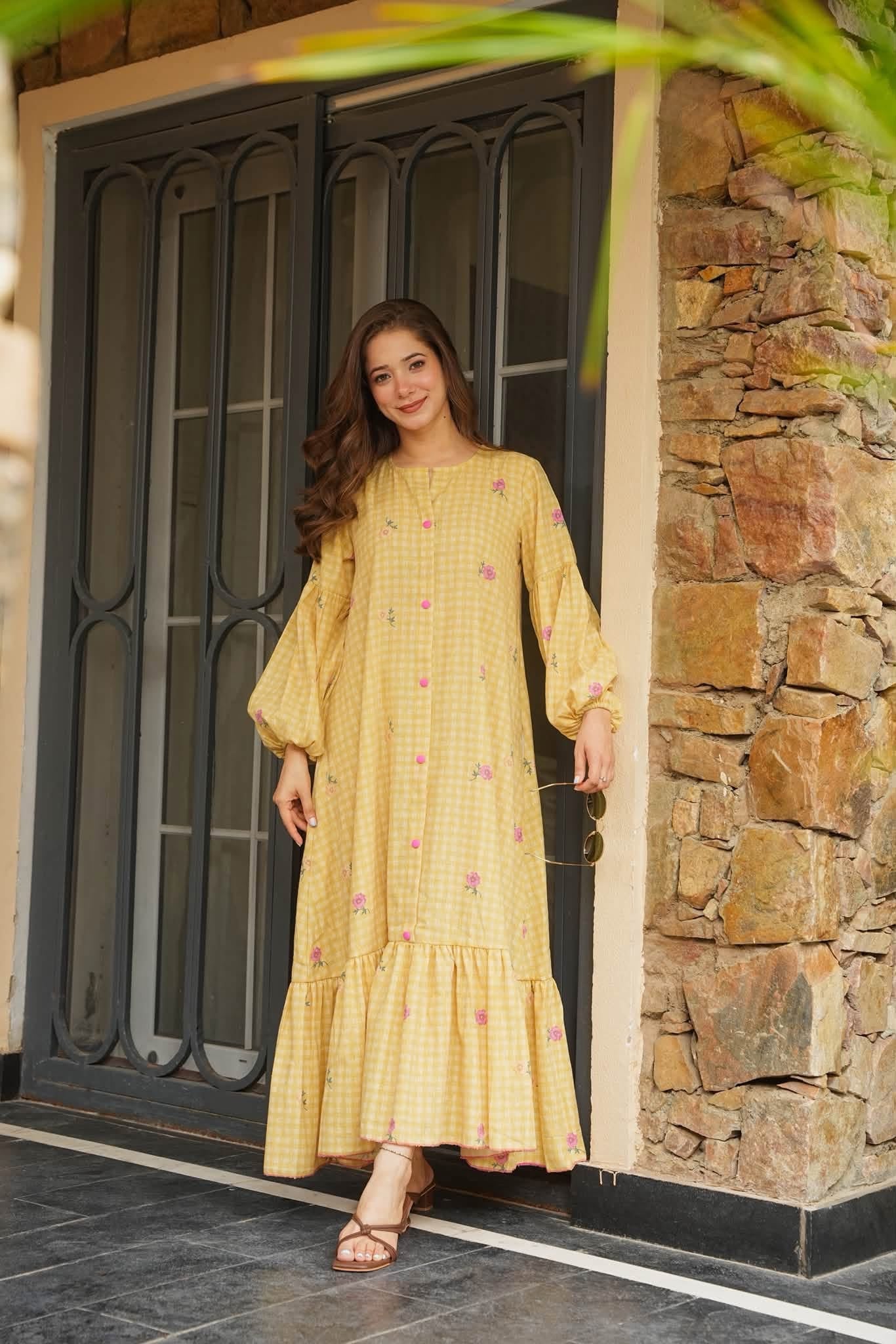Buttercup Yellow Cotton Maxi Dress
