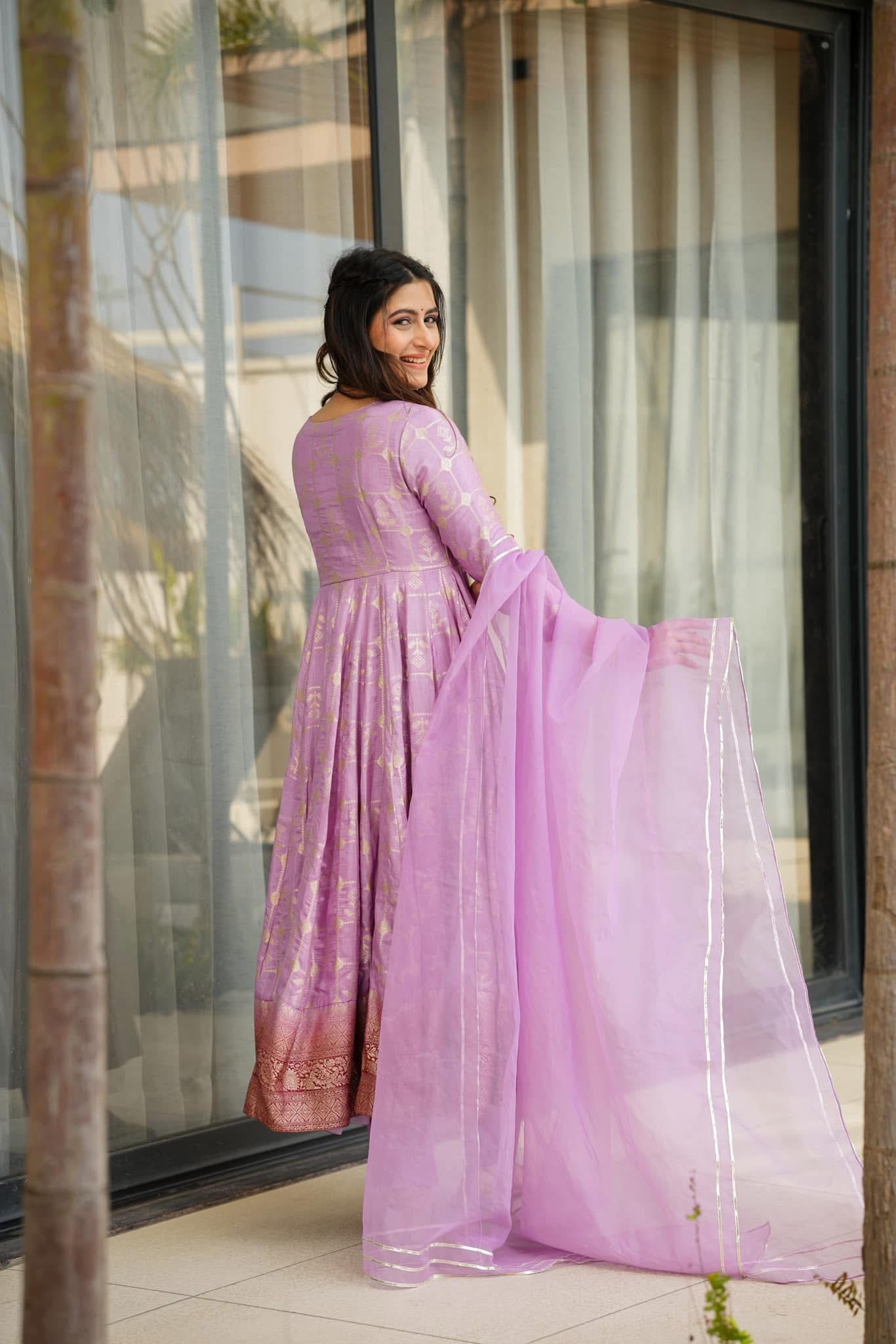 Manvi purple silk suit set