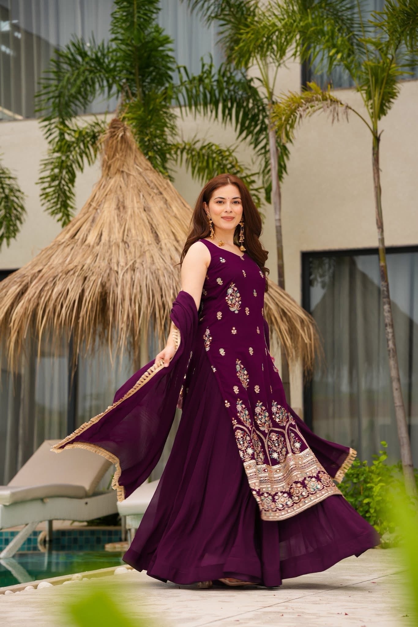 Nawabiyat Purple Festive Kurta Set