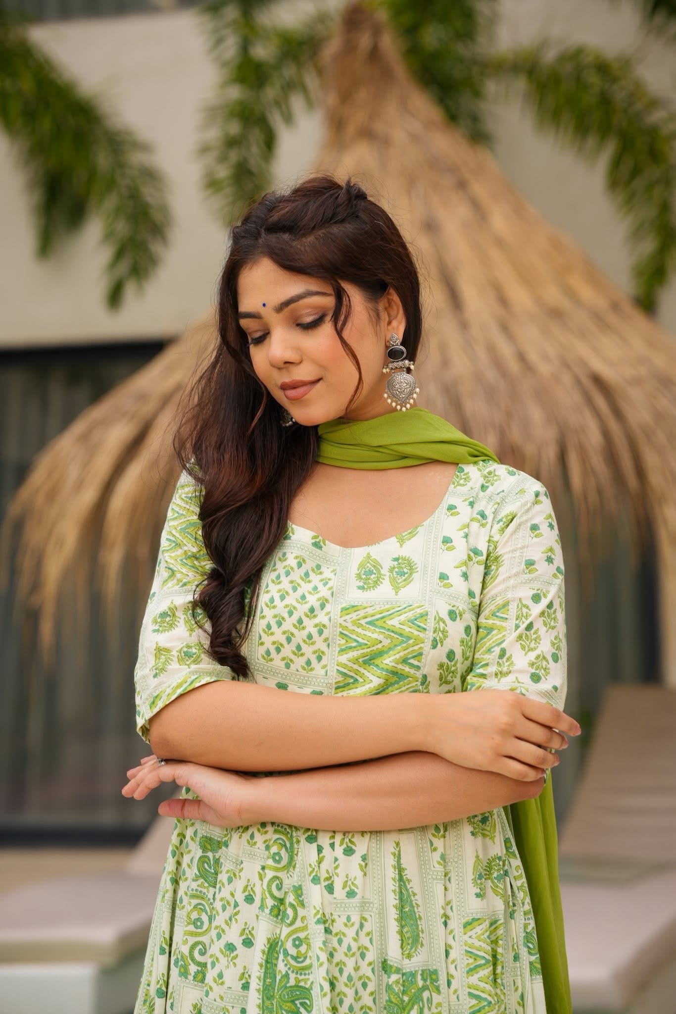 Green Symphony Cotton Printed Suit Set