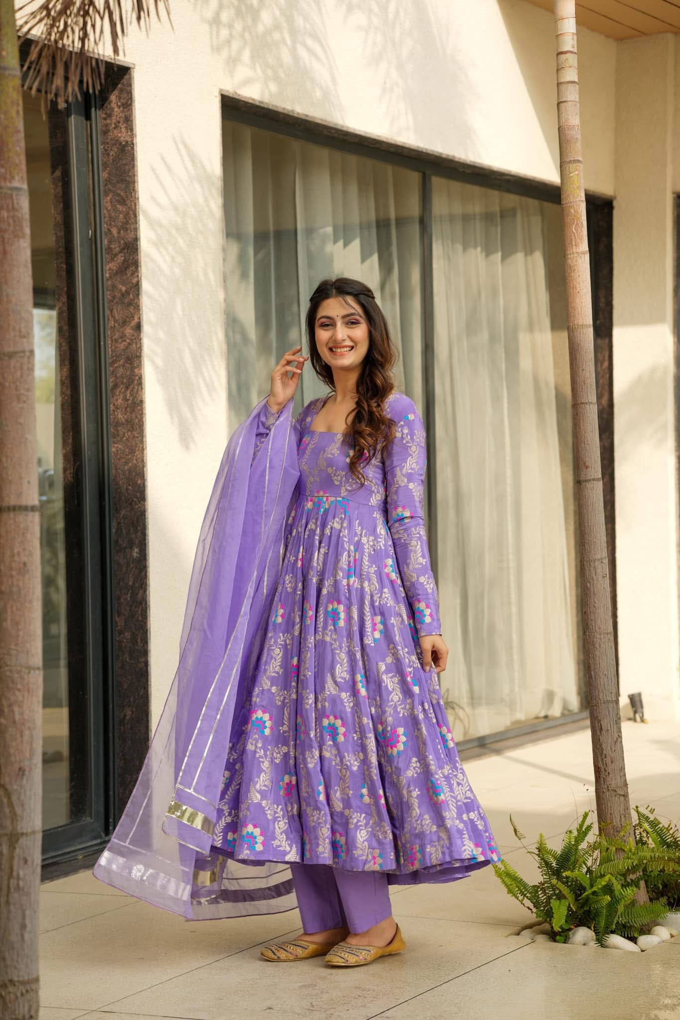 Violet crown silk suit set