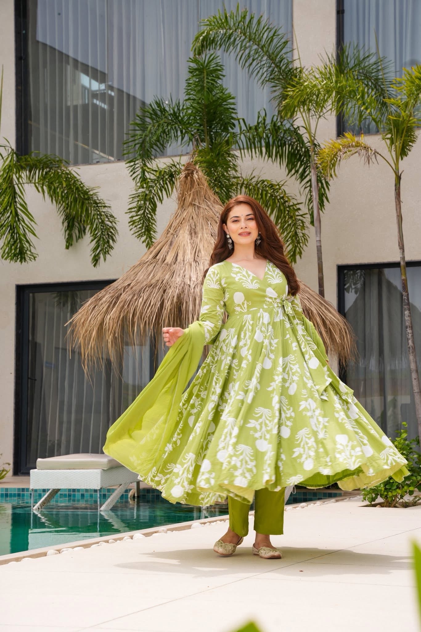 Buy Lush Green Glow Cotton Suit Set Online in India