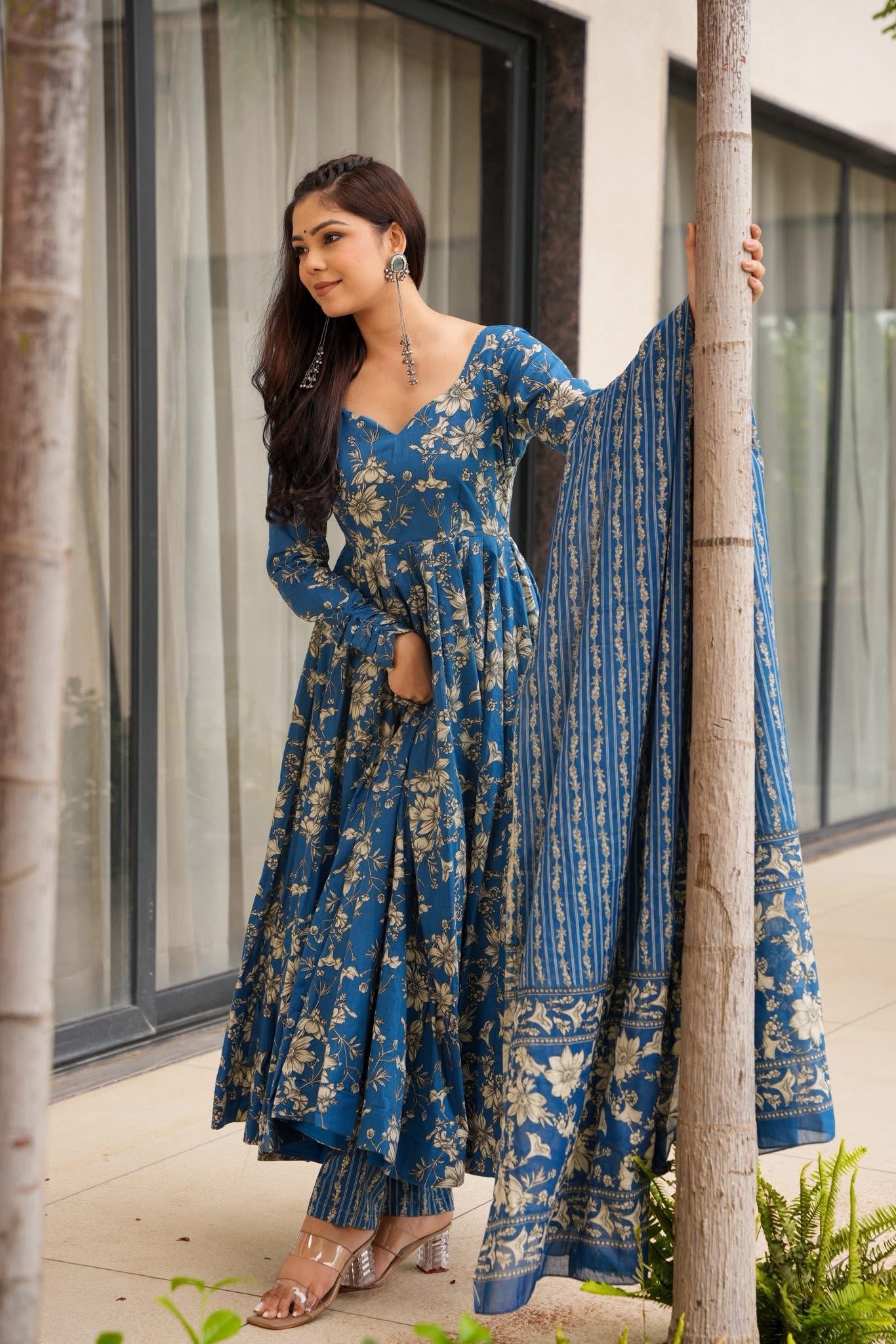 Ishya Blue Cotton Suit Set