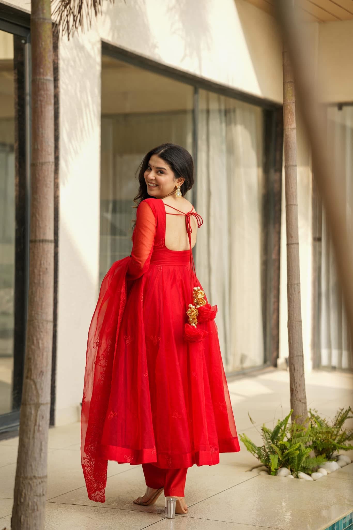 red organza dress Red Corset Organza Short Ruffled Homecoming Dress with Bows