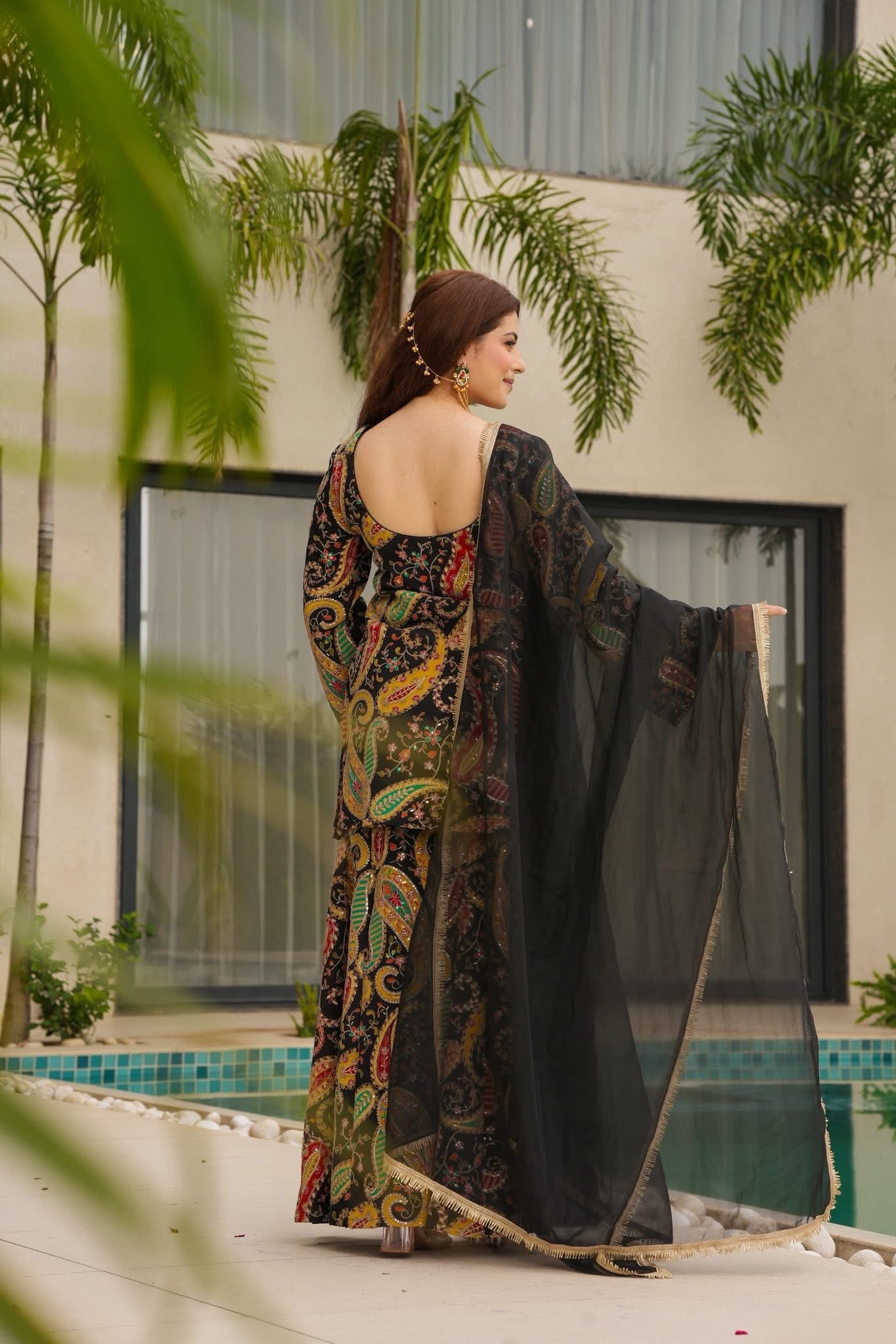 Ambi Heavy Embroidered Festive Sharara Set