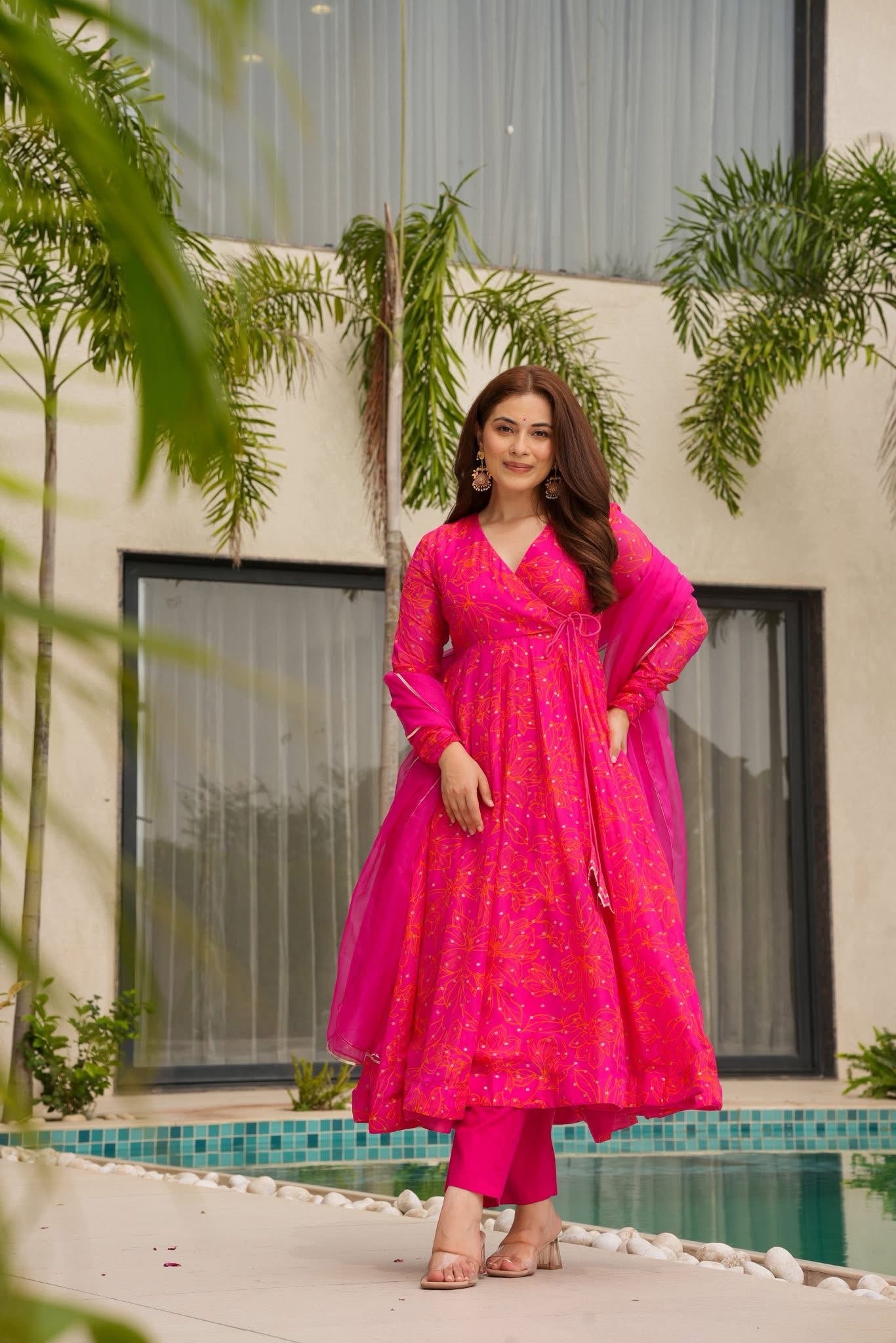 Azira Pink Organza Suit Set