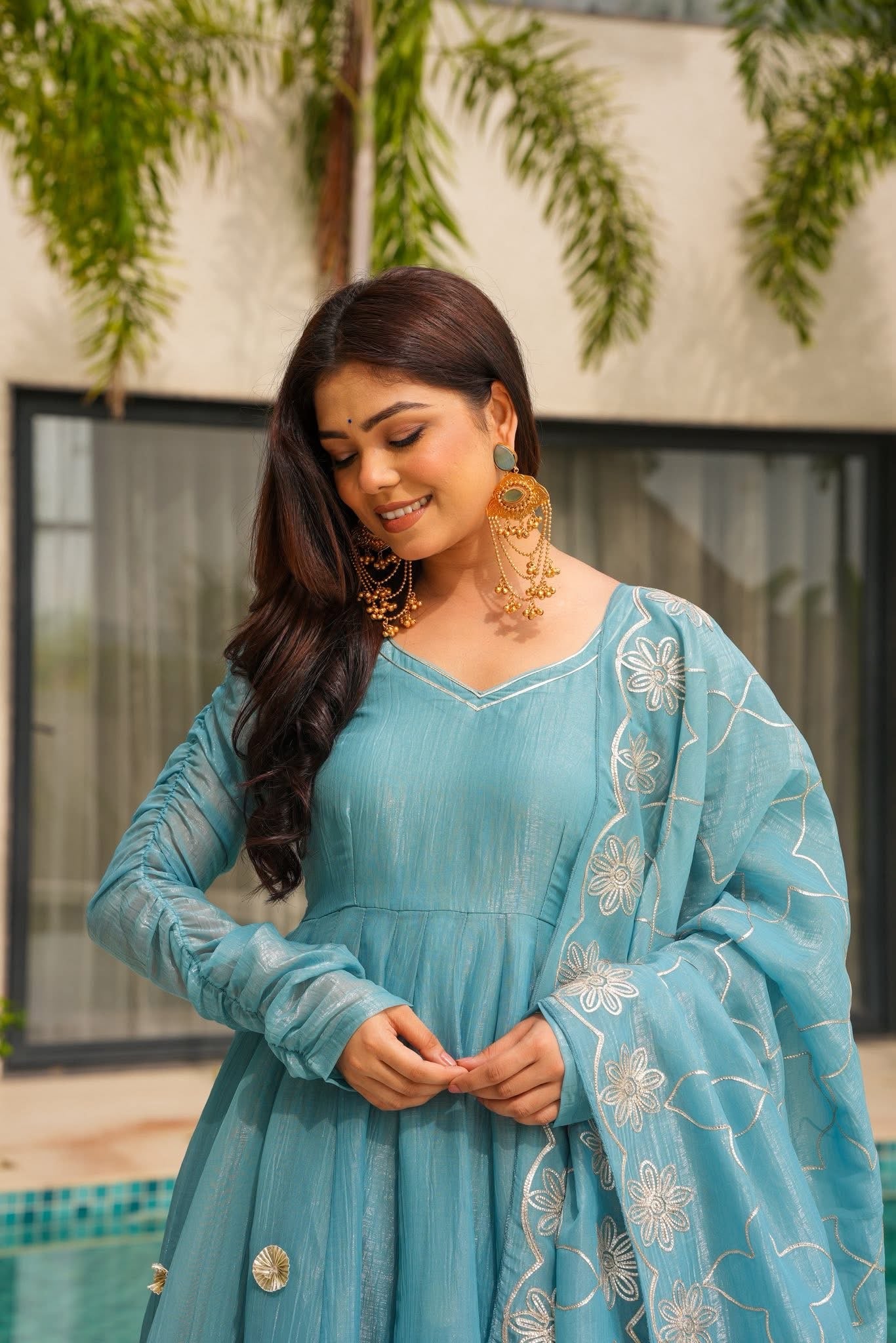 Falak Blue Festive Wear Suit Set