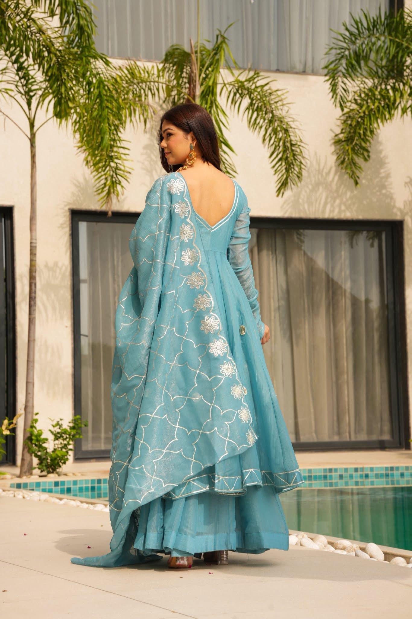 Falak Blue Festive Wear Suit Set