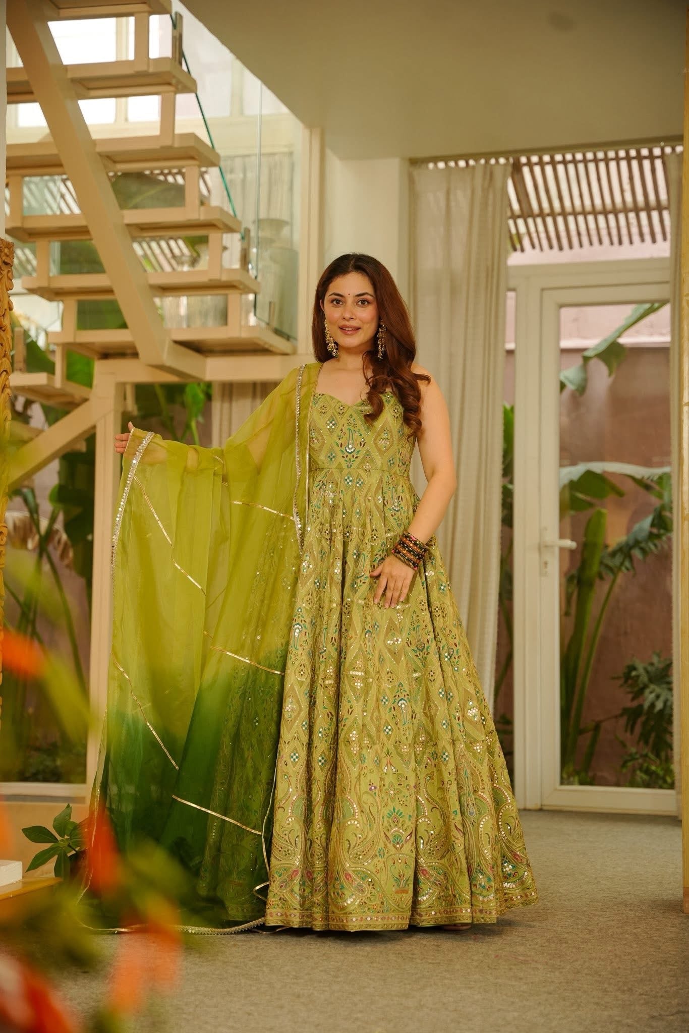 Mehervana Heavy Embroidered Maxi Set