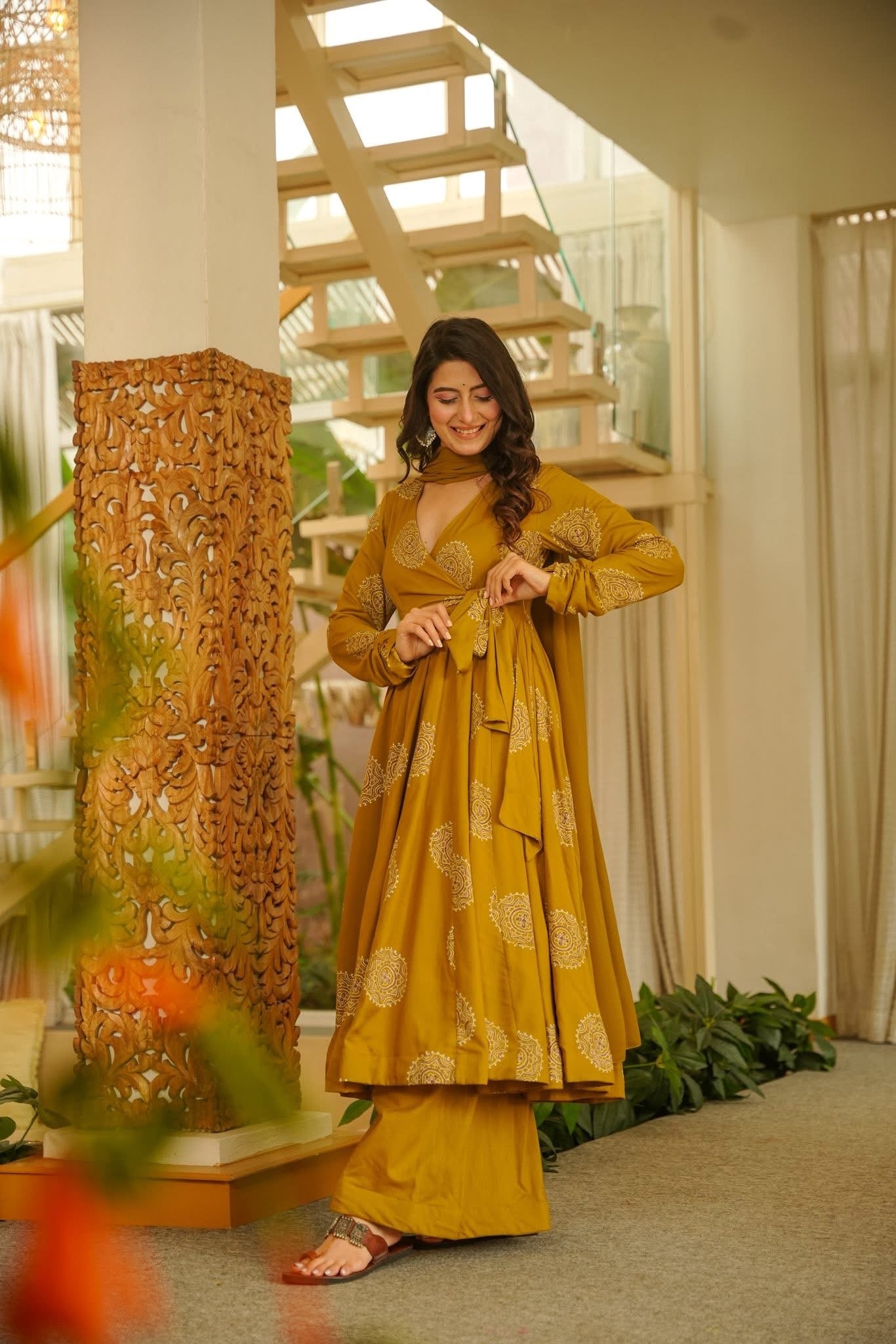 Avishi Rayon Printed Anarkali Suit Set