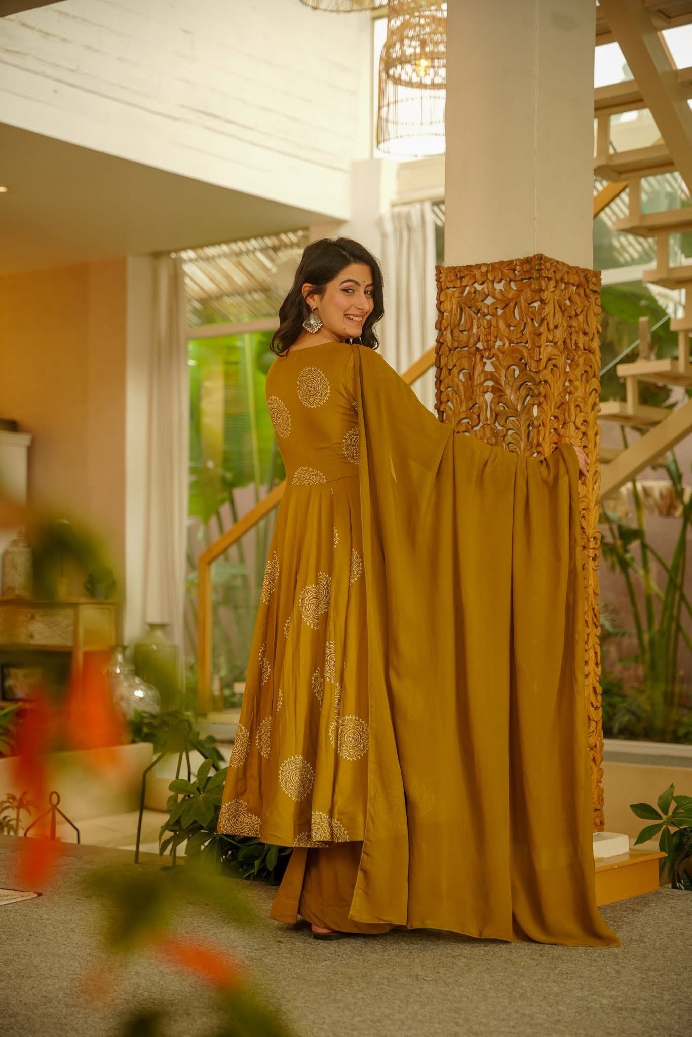 Avishi Rayon Printed Anarkali Suit Set