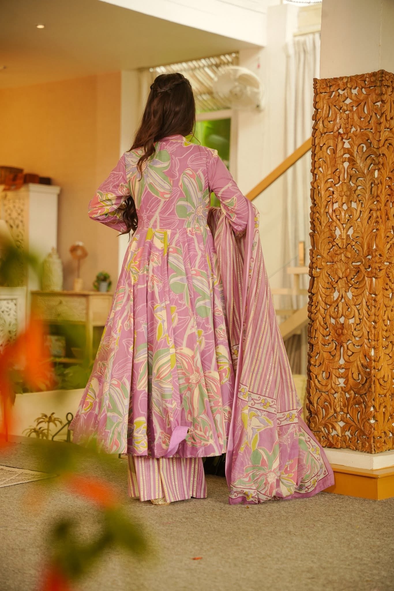 Azwani Cotton Anarkali Suit Set