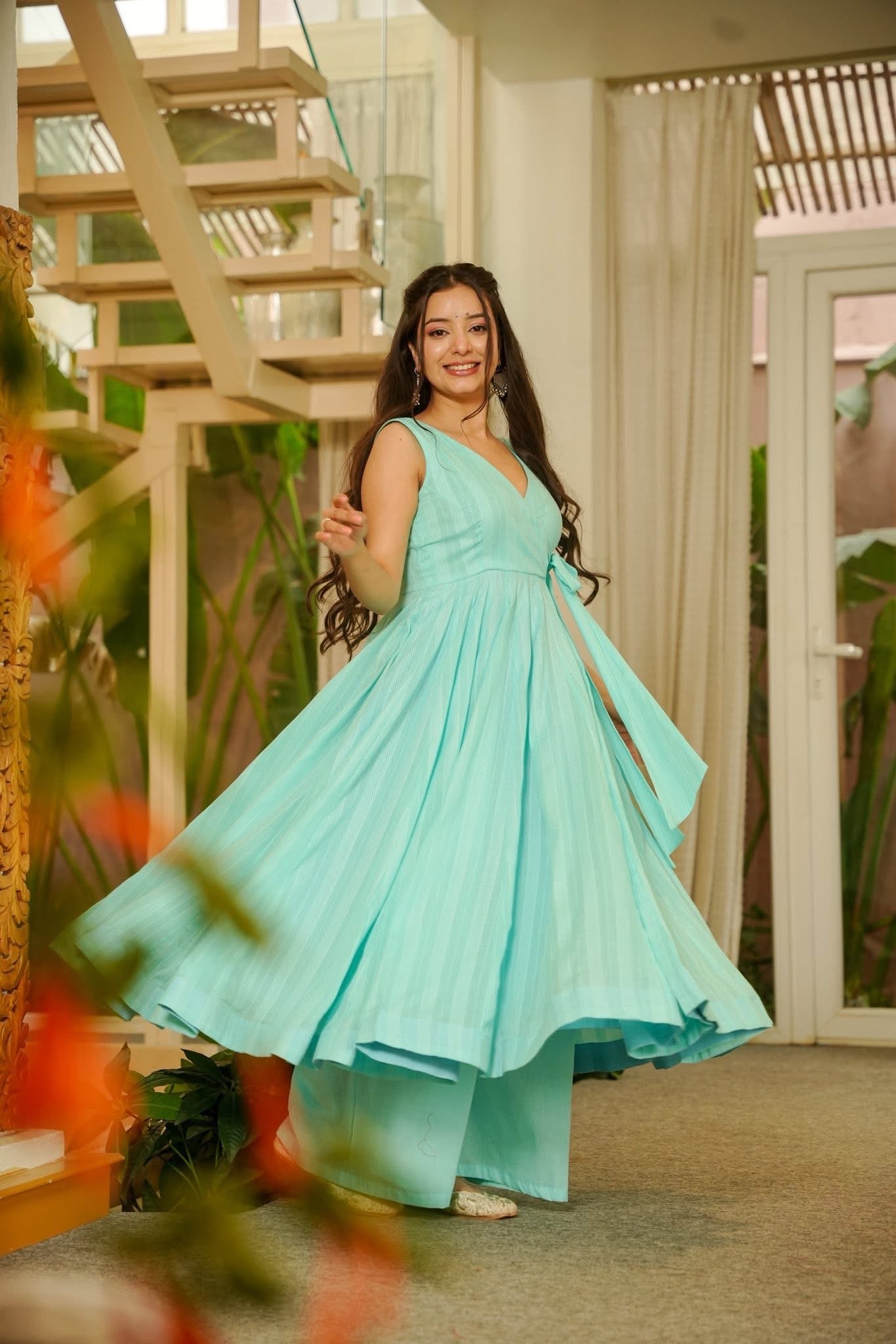 Eshmika Blue Angrakha Anarkali Set