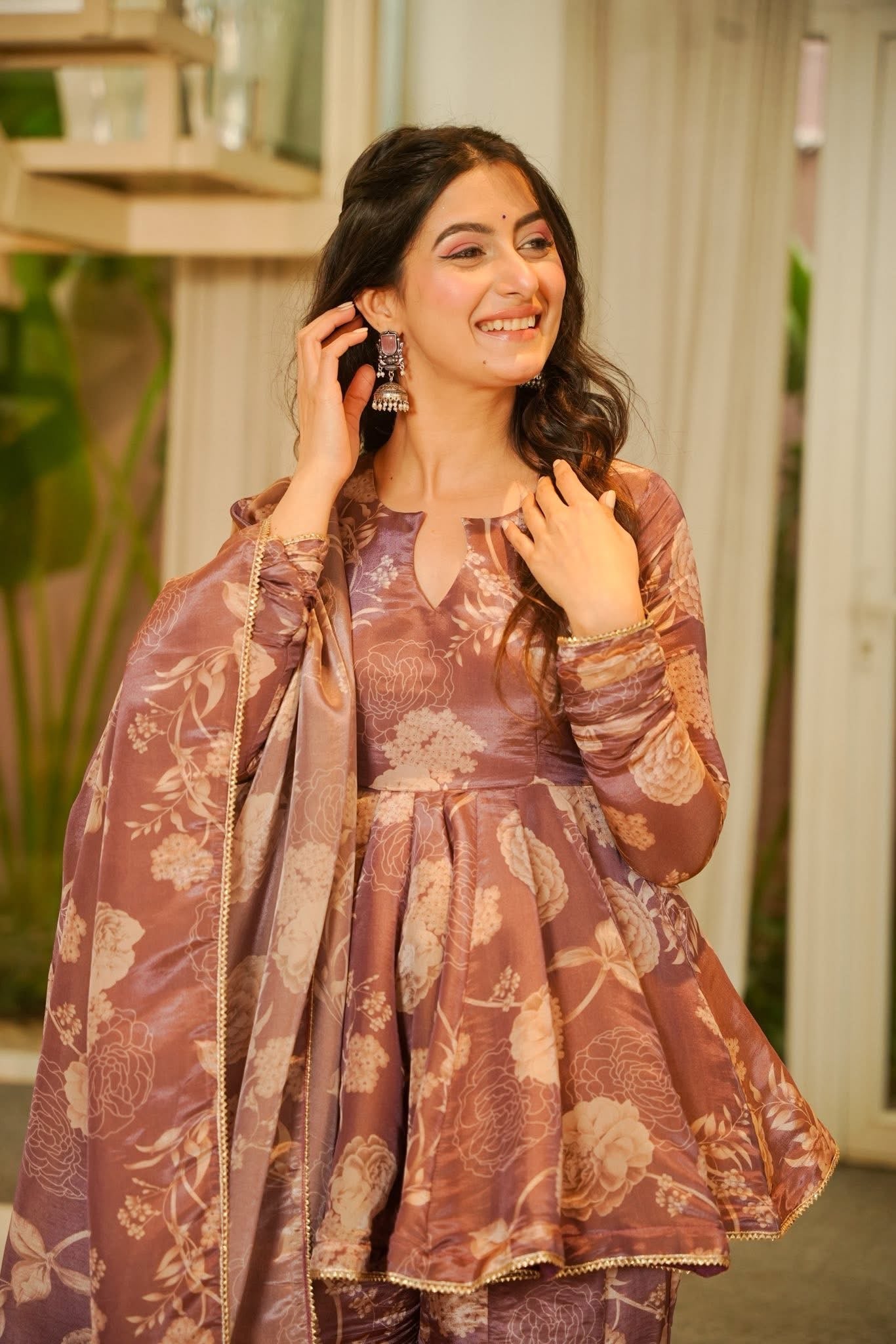 Utsavi Brown Cosmos Sharara Set