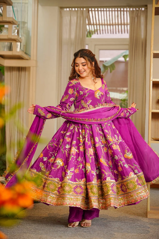 Kavyanshi Purple Heavy Embroidered Suit Set