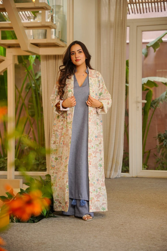 Ruvya Blue Kurta Set with Jacket