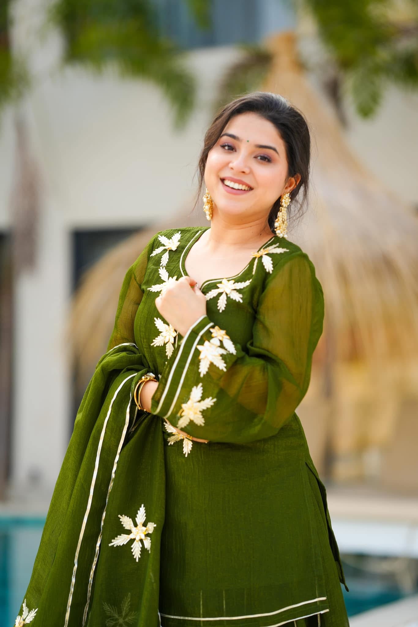 Emerald green kurta palazzo set