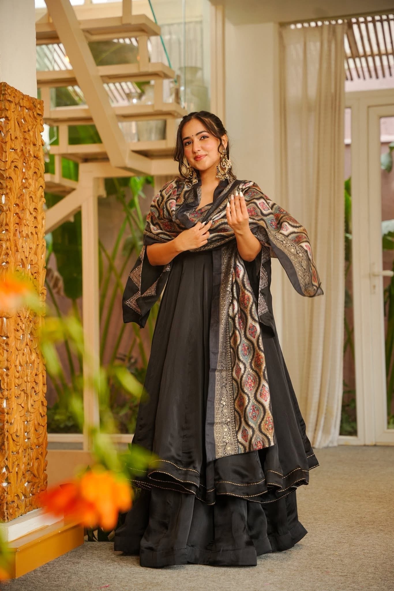 Jolira Black Crepe Anarkali Suit