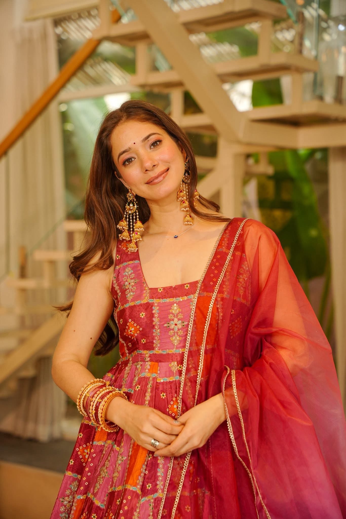 Aroosa Pink Wedding Wear Maxi Set