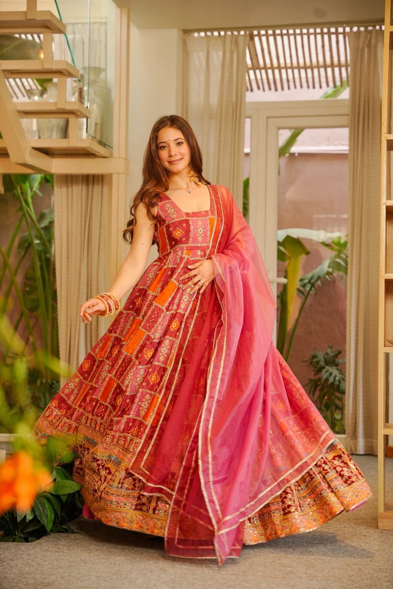 Aroosa Pink Wedding Wear Maxi Set