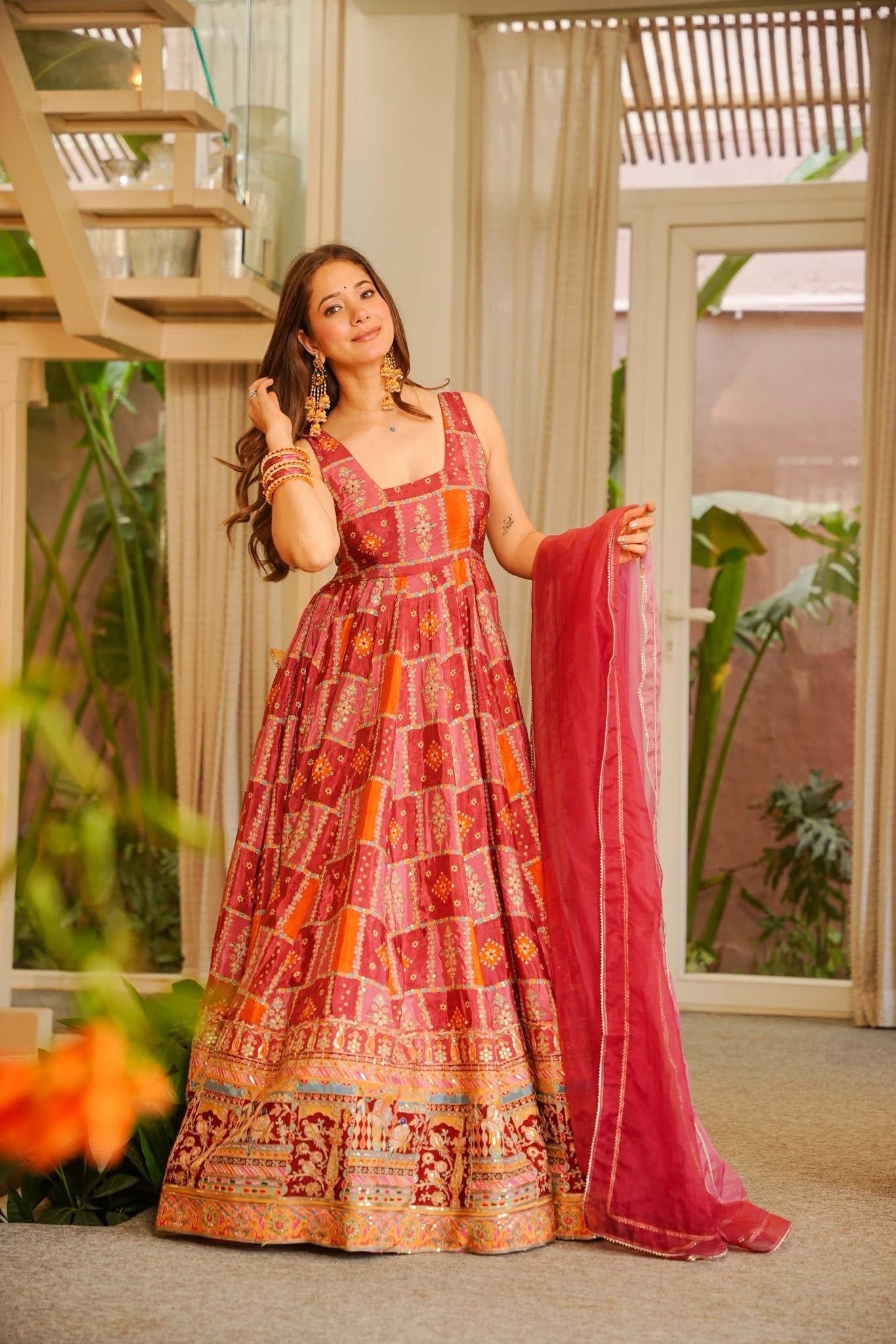 Aroosa Pink Wedding Wear Maxi Set