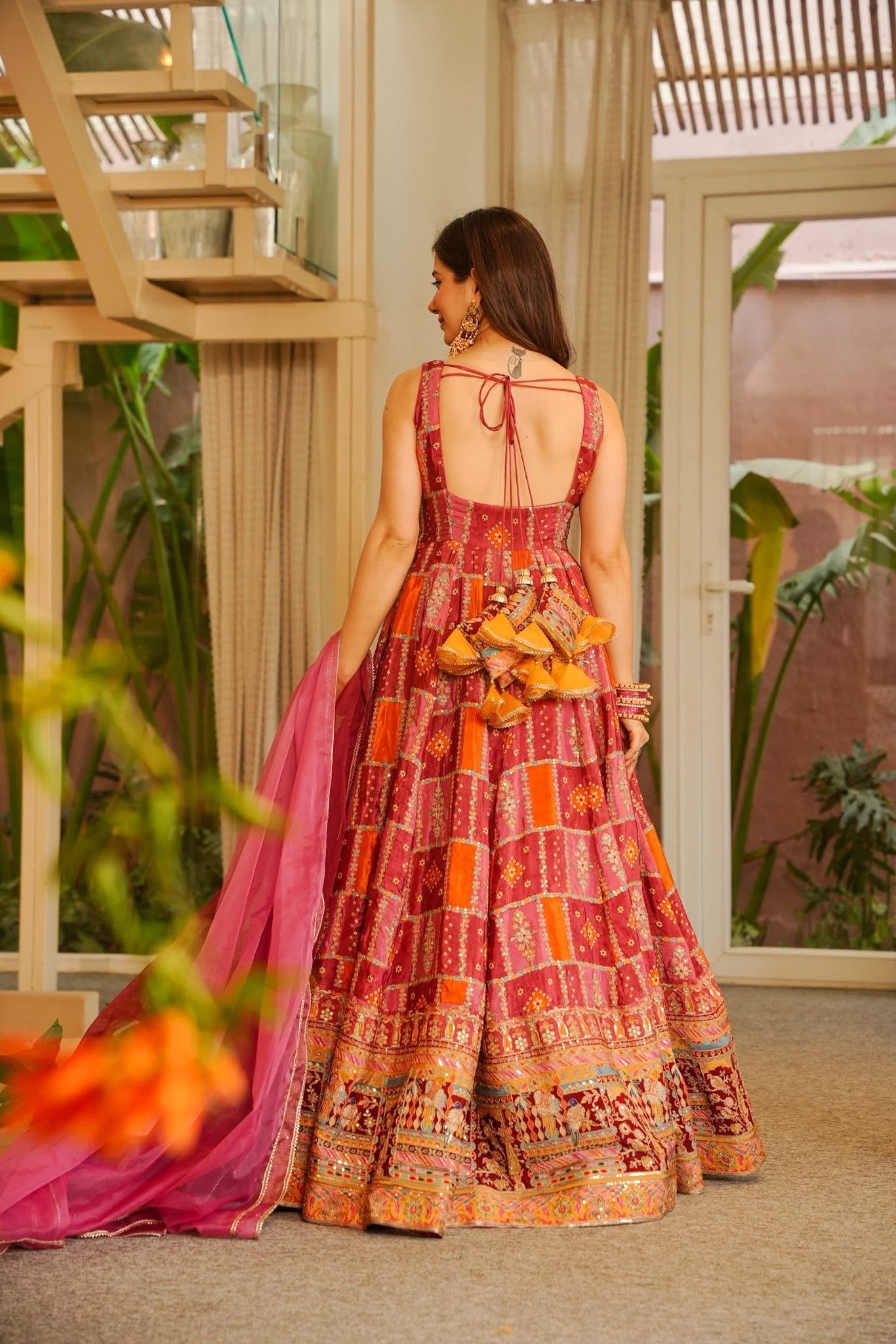 Aroosa Pink Wedding Wear Maxi Set