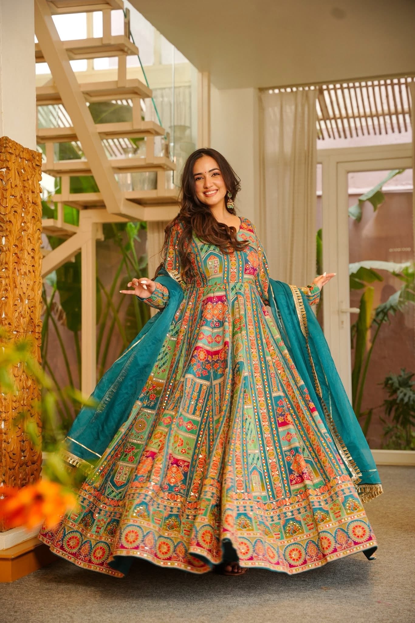 Zarafshan Teal Heavy Maxi Set