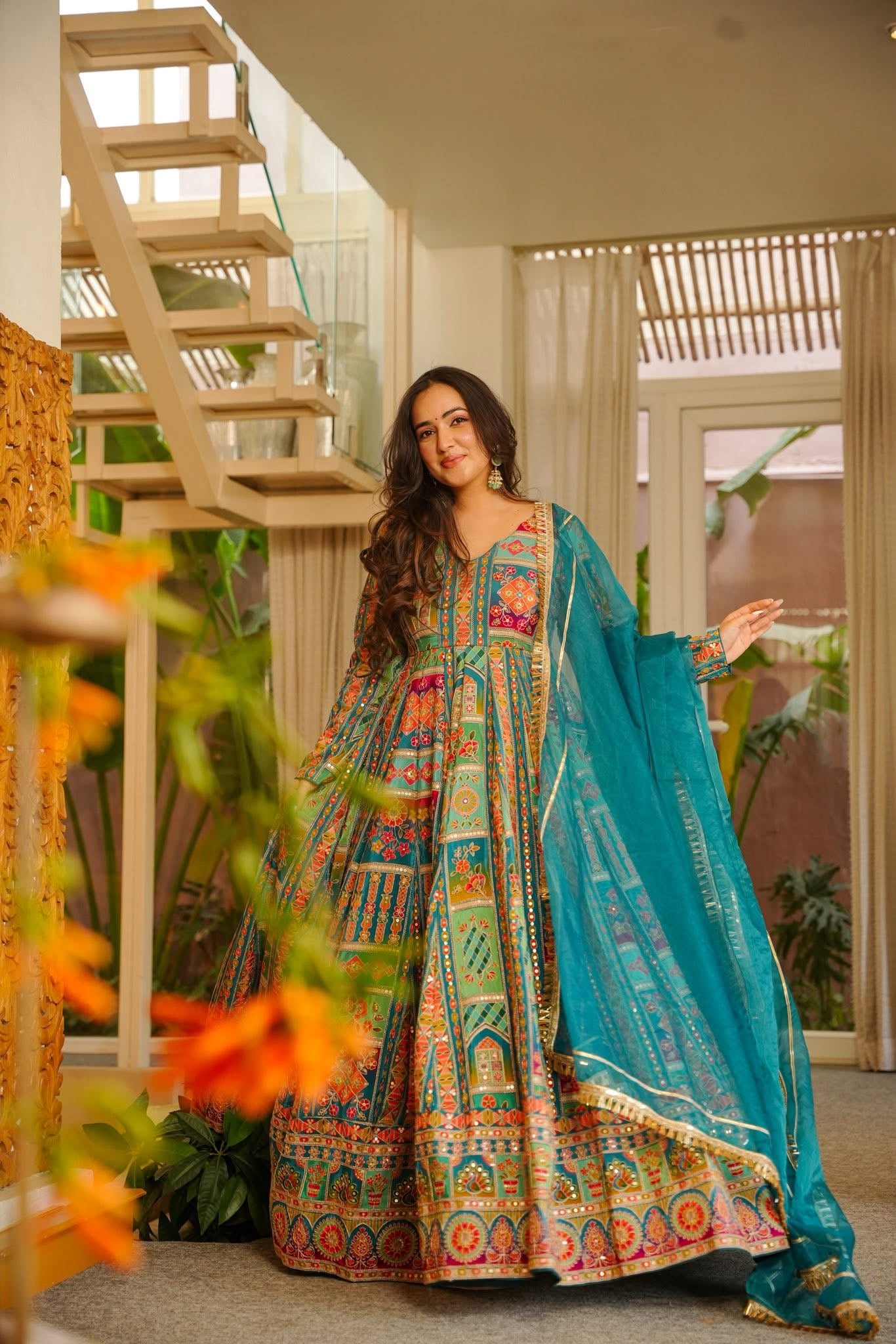 Zarafshan Teal Heavy Maxi Set