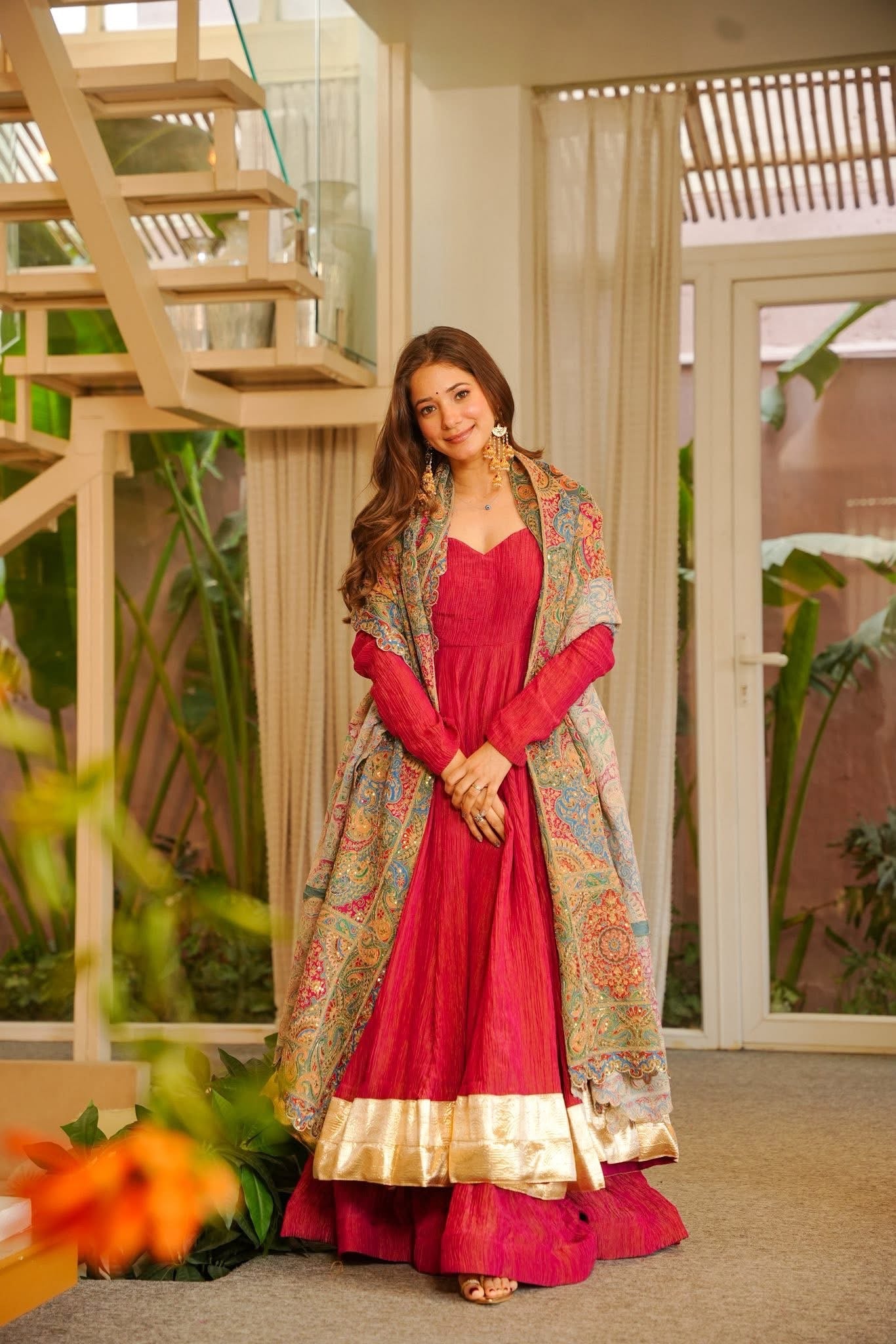 Solene Red Wedding Wear Anarkali Suit Set