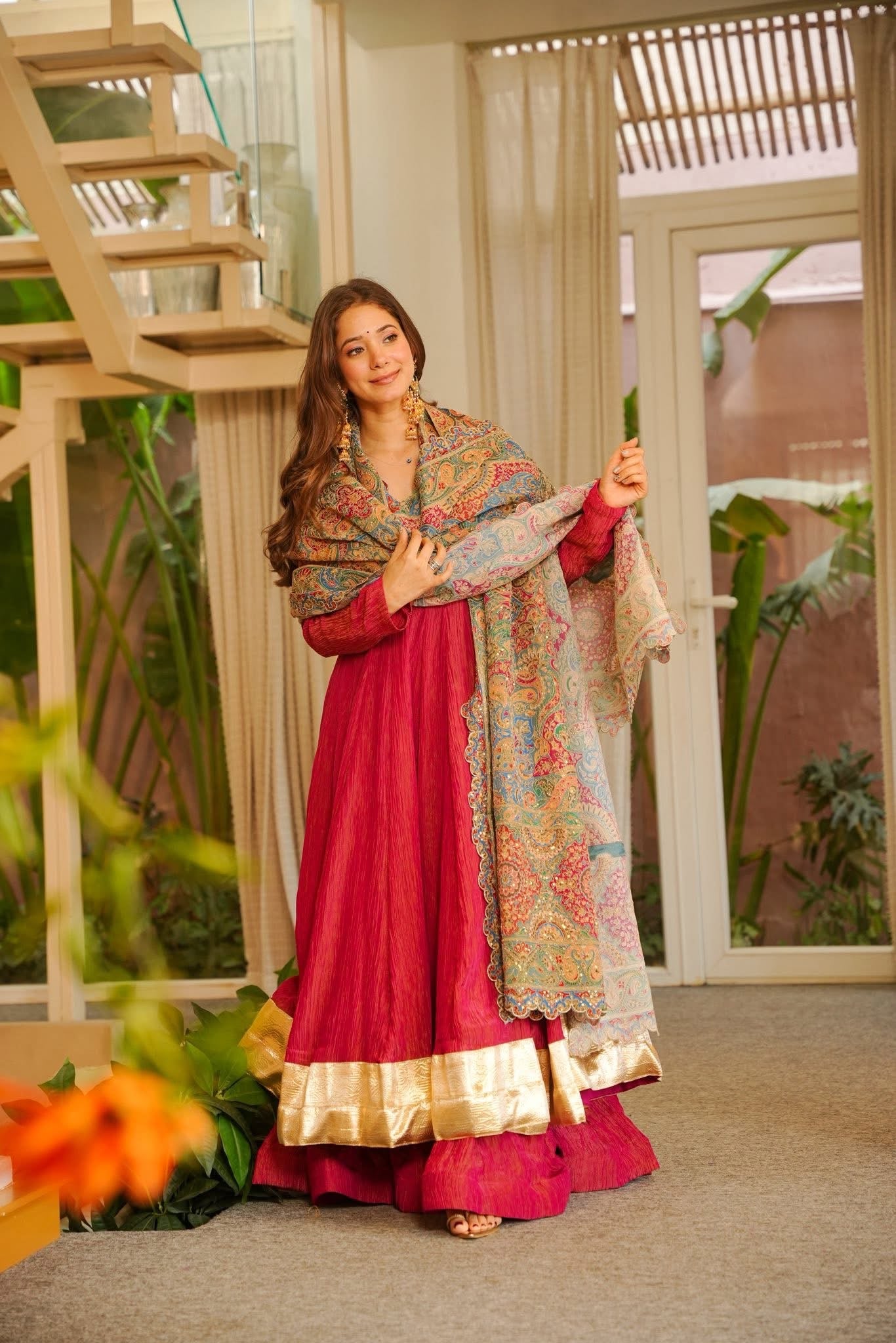 Solene Red Wedding Wear Anarkali Suit Set