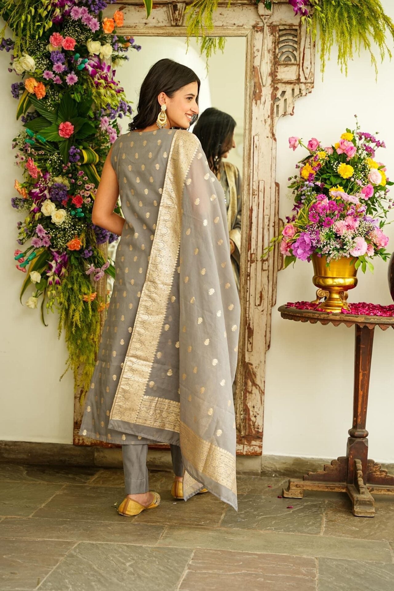 Harper grey chanderi set