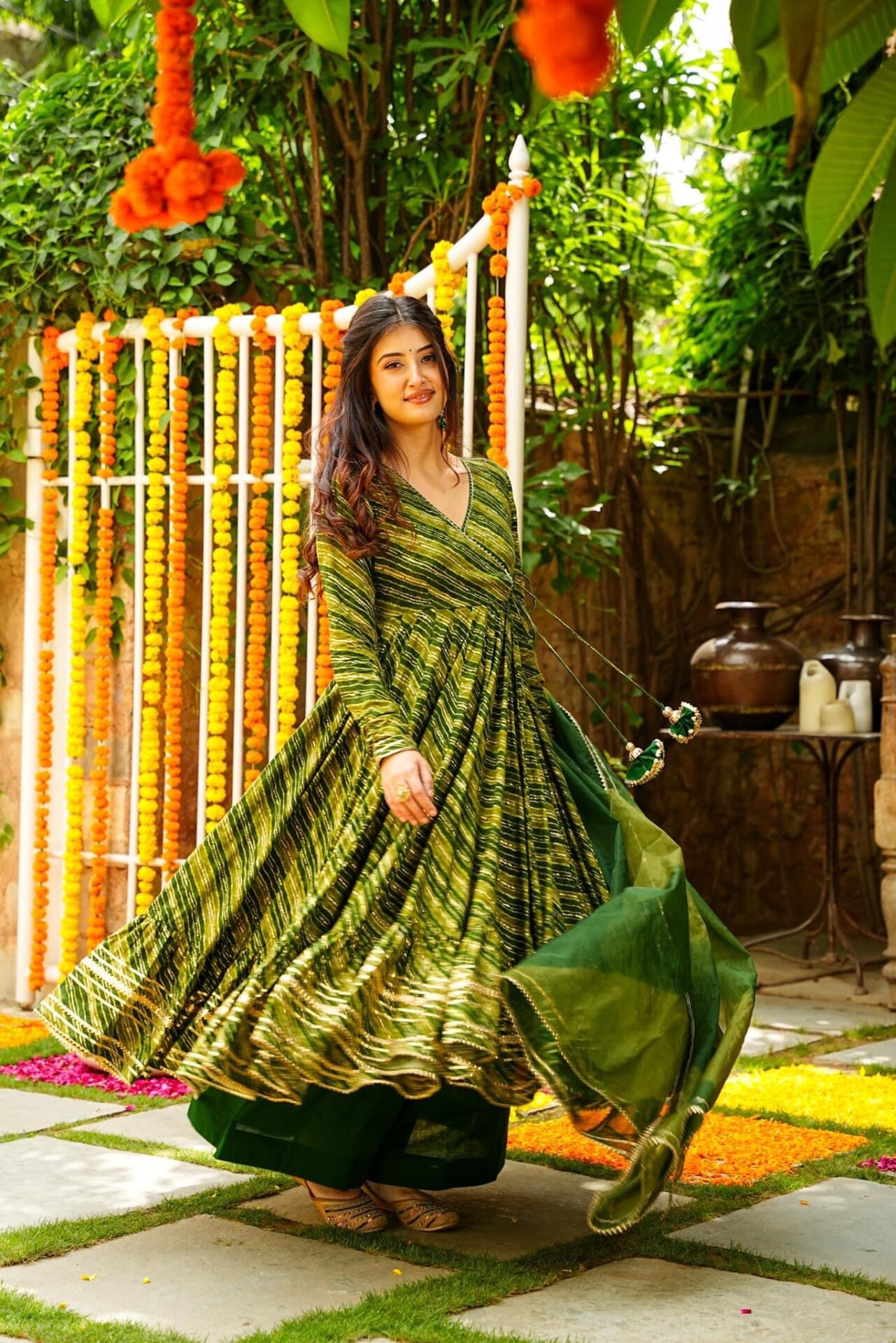 Ruth green kurta-palazzo set