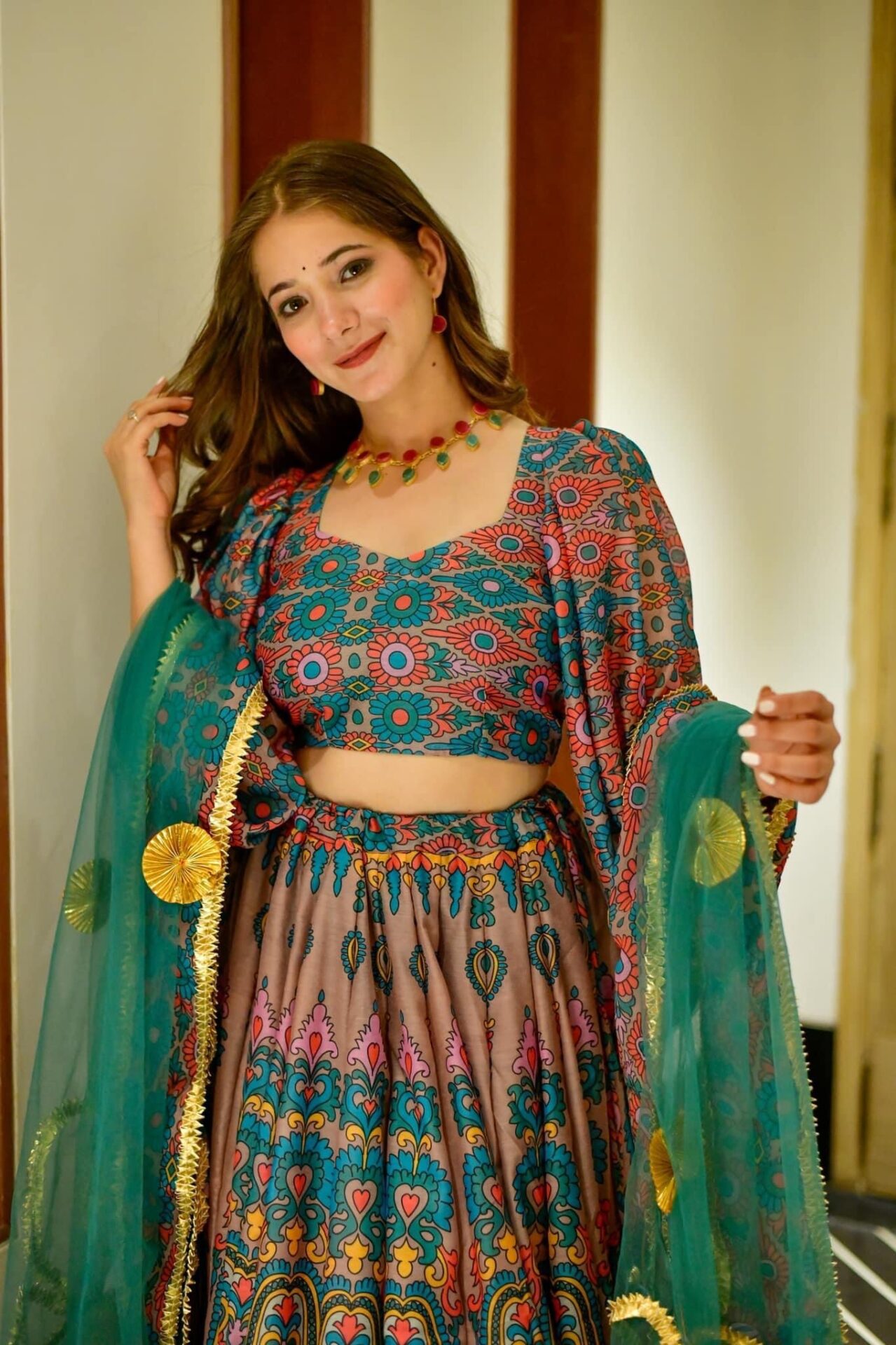 suhani multicolor chanderi lehenga choli set