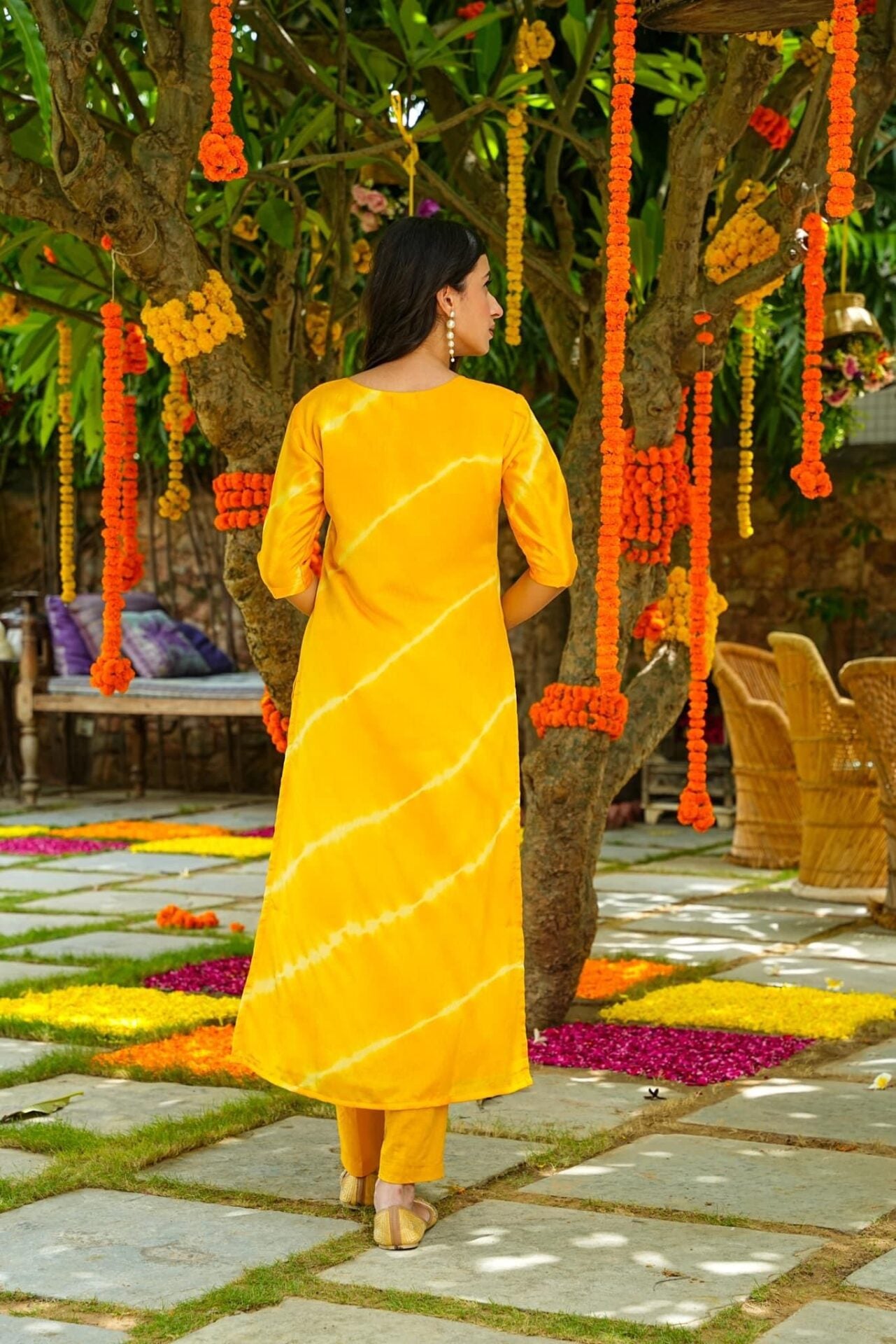 Yellow STRIPS KURTA SET