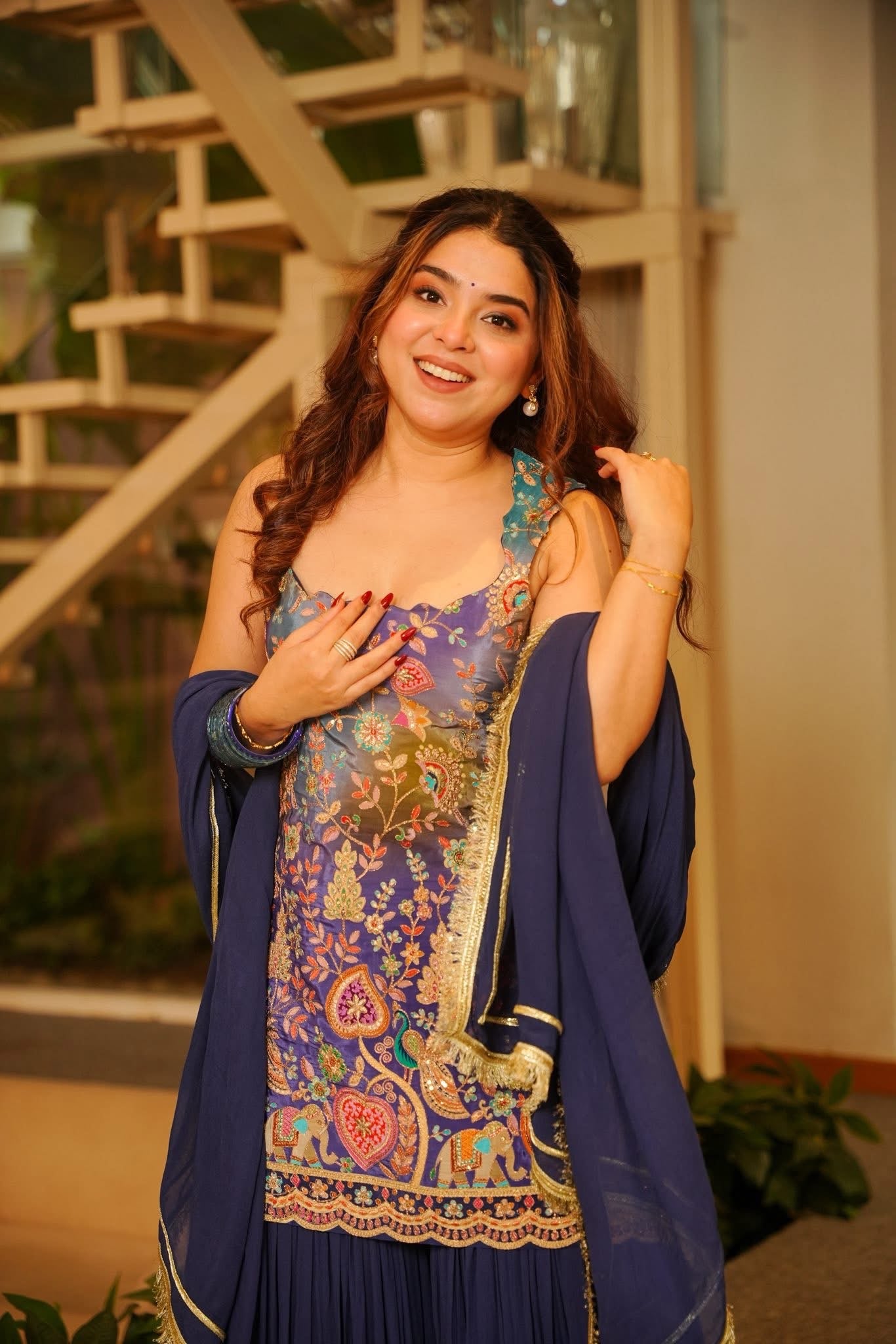 Janya Purple Heavy Embroidered Sharara Set