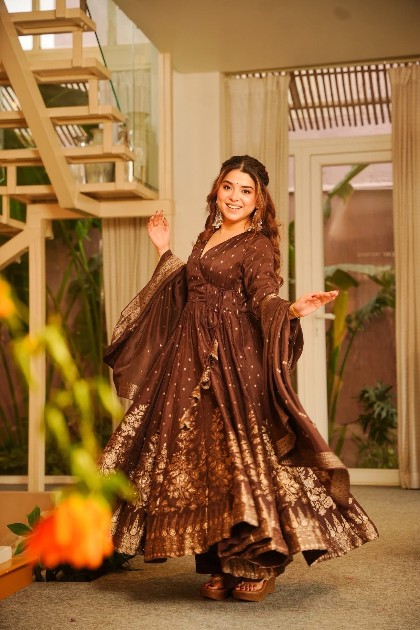 Ritvi Silk Angrakha Anarkali Suit Set