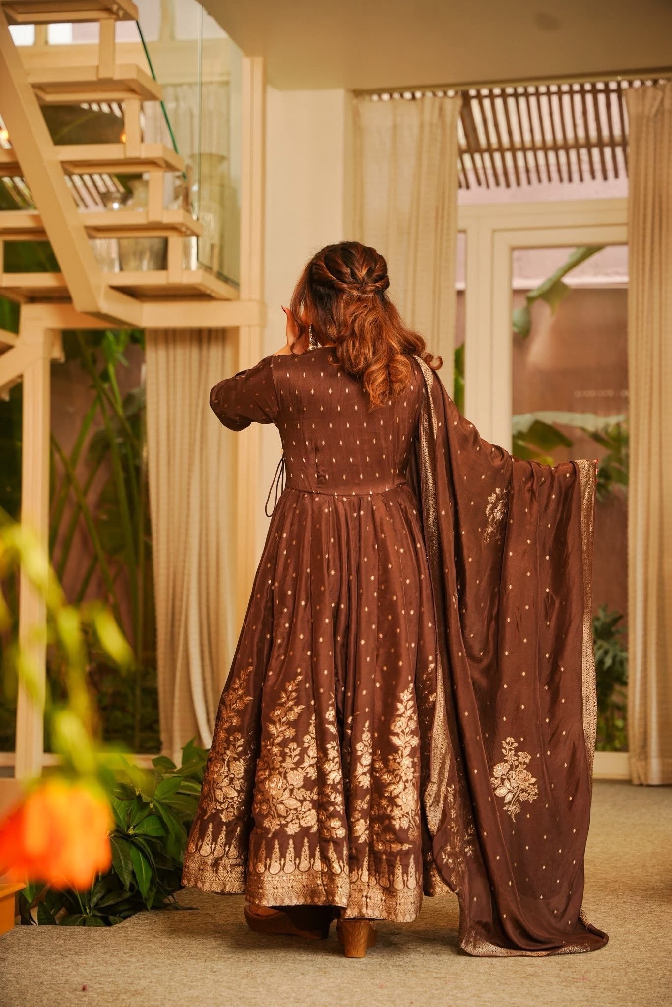 Ritvi Silk Angrakha Anarkali Suit Set